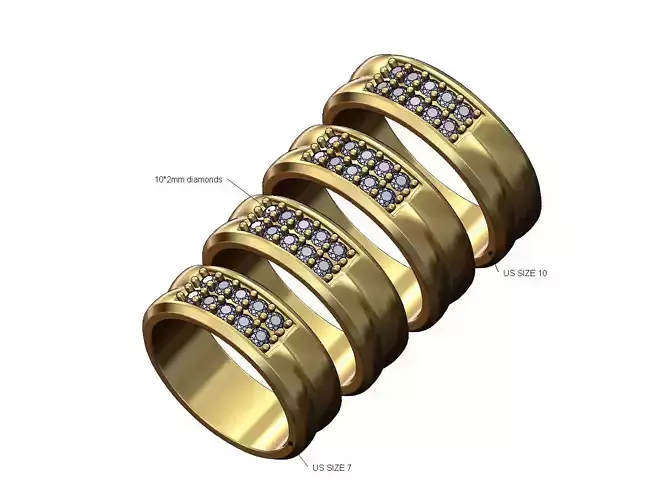 Diamond pocket double dome band US sizes 7to10