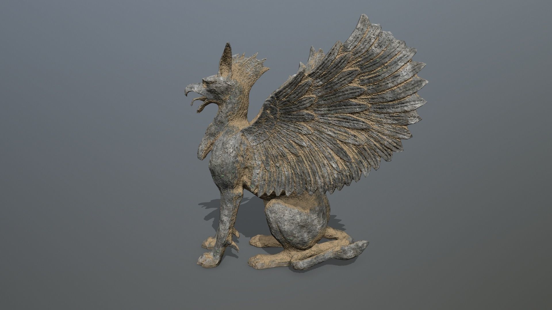 Statue Creature Low-poly 3D model_7