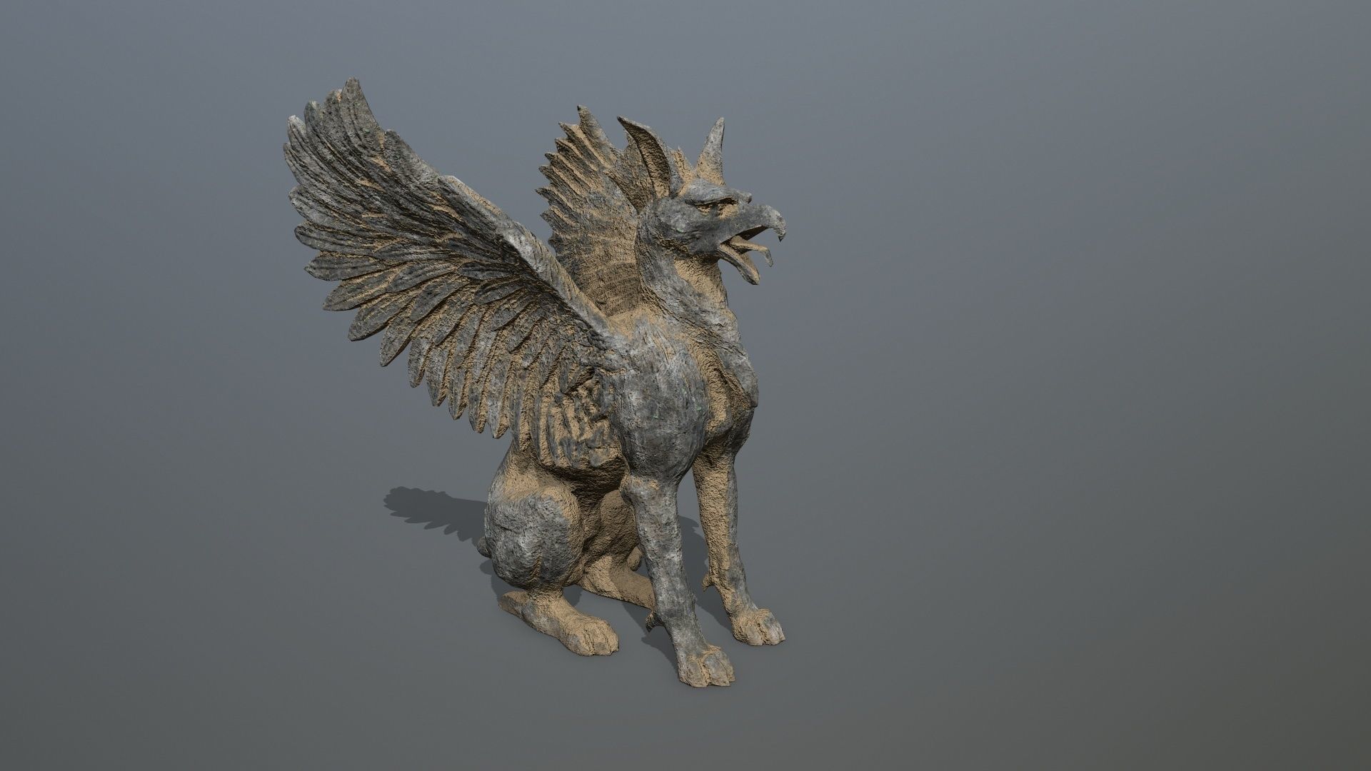 Statue Creature Low-poly 3D model_3
