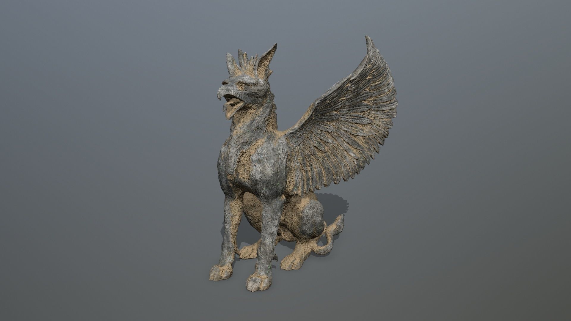Statue Creature Low-poly 3D model_8