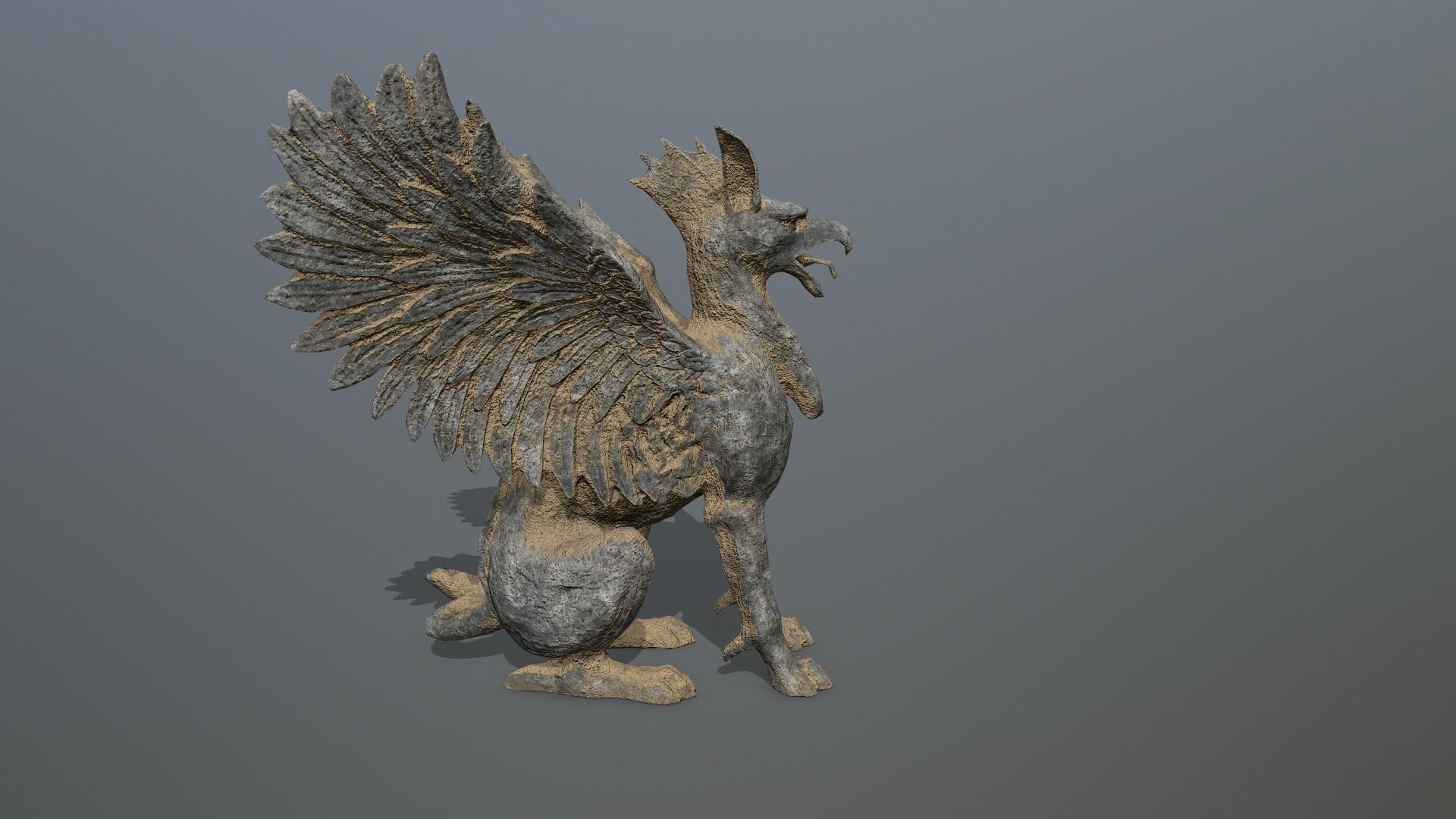Statue Creature Low-poly 3D model_4
