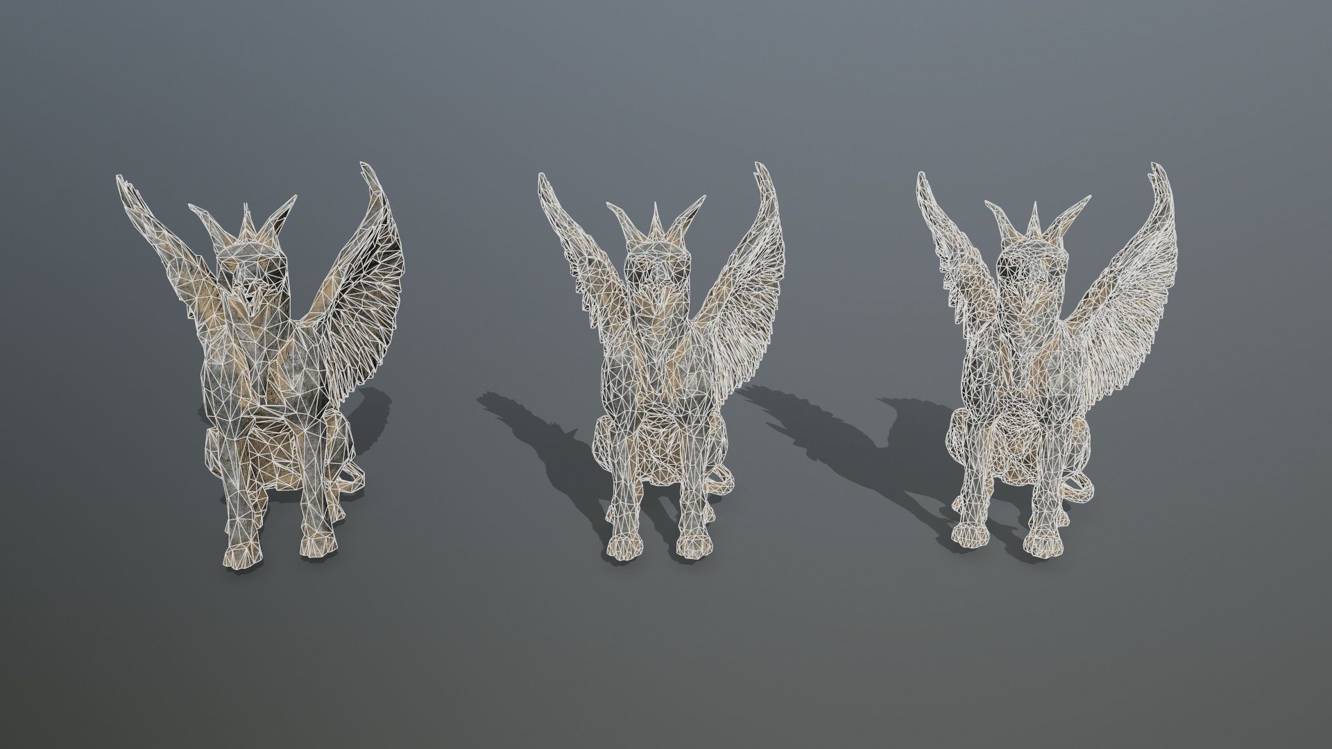 Statue Creature Low-poly 3D model_13