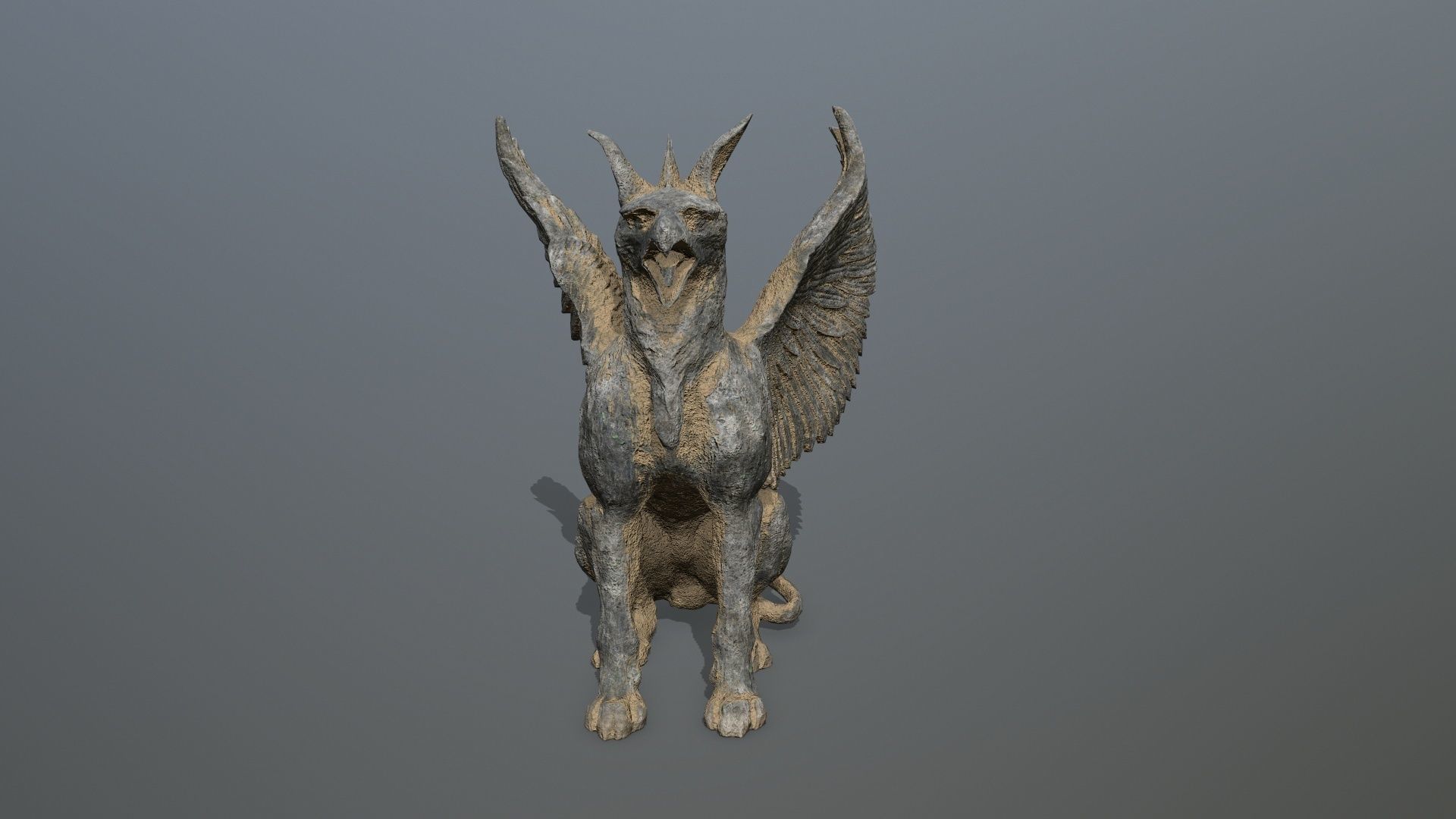 Statue Creature Low-poly 3D model_2