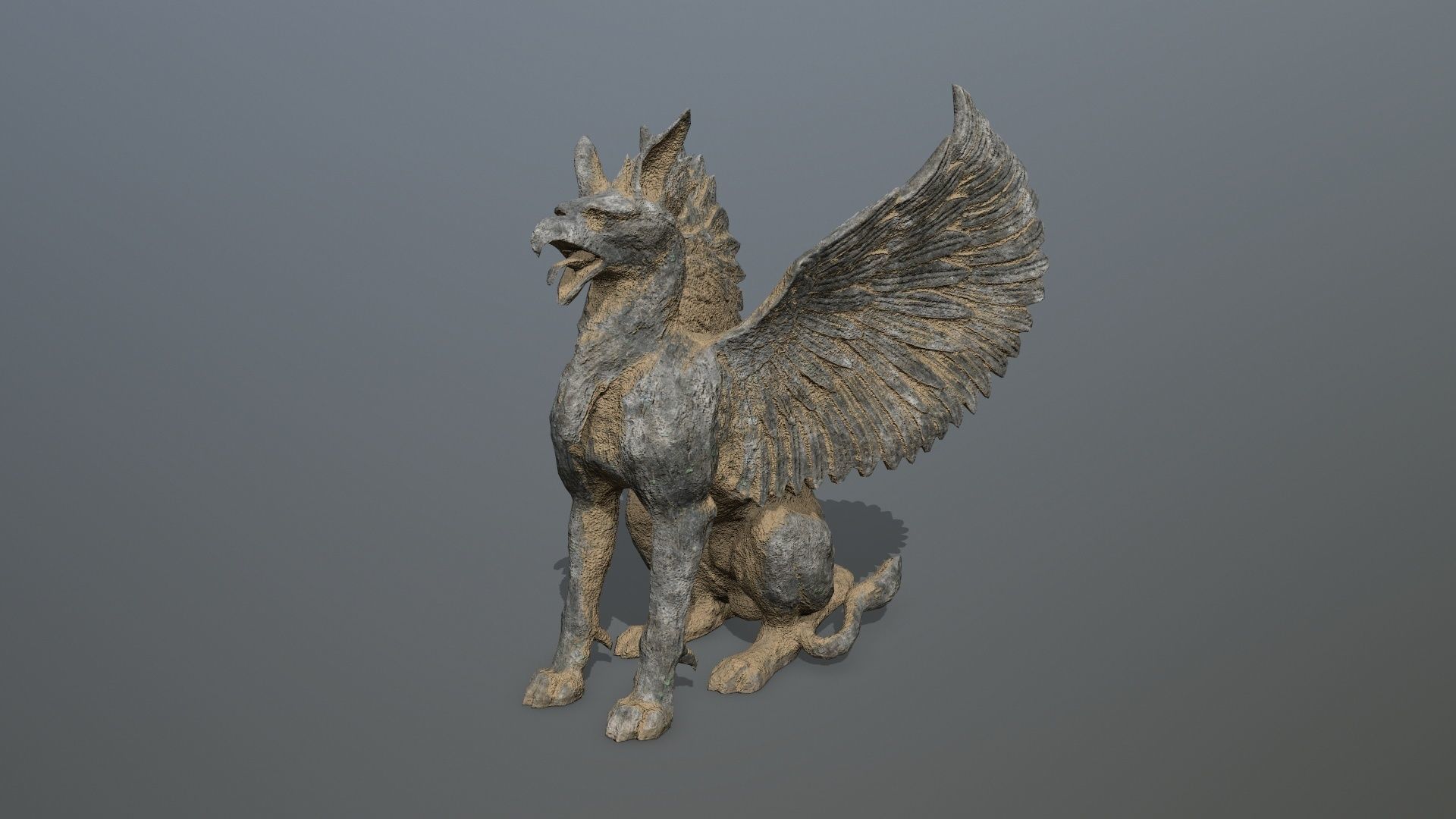 Statue Creature Low-poly 3D model_1