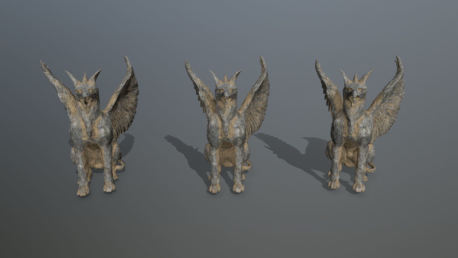 Statue Creature Low-poly 3D model_12