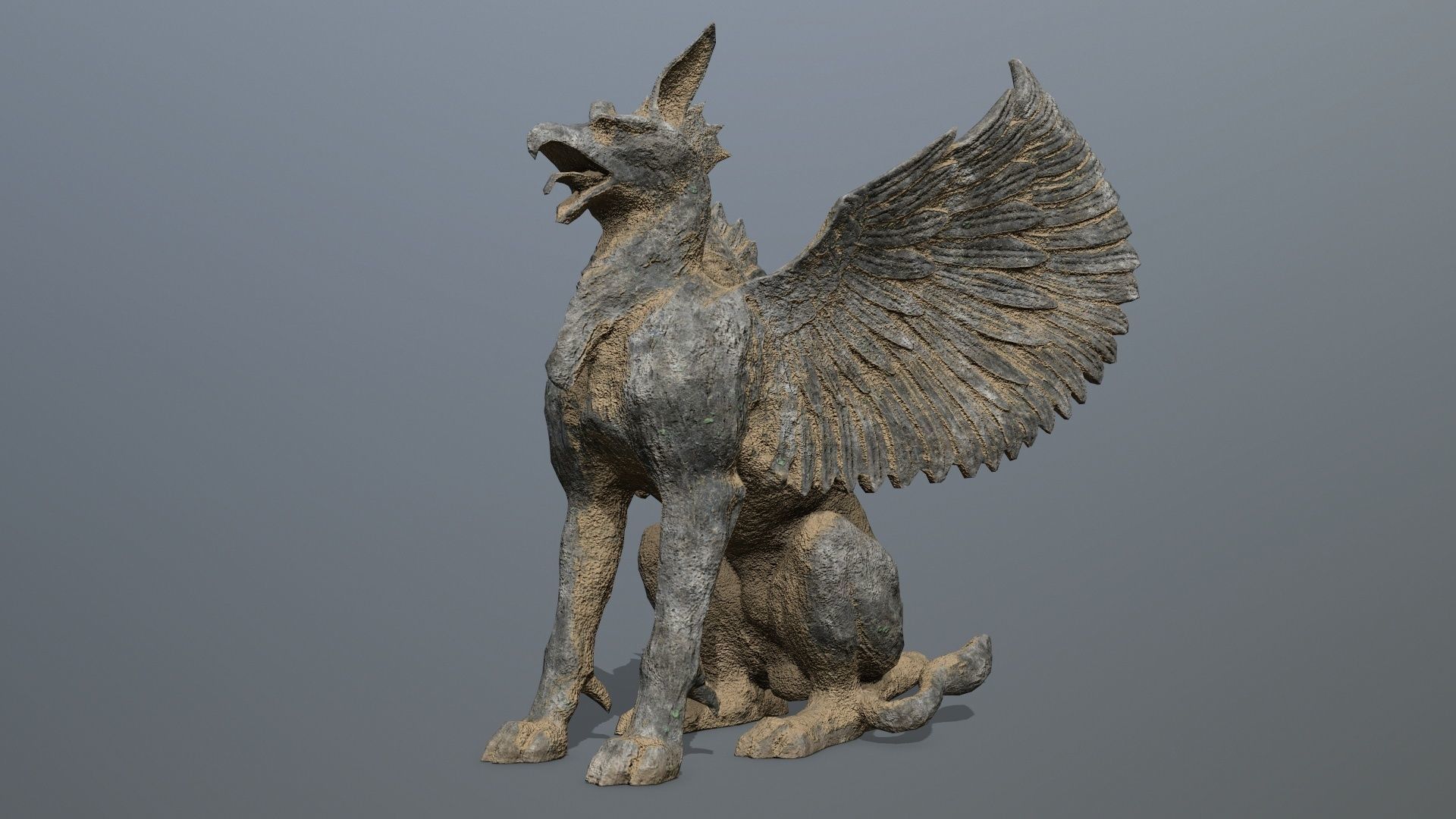Statue Creature Low-poly 3D model_9