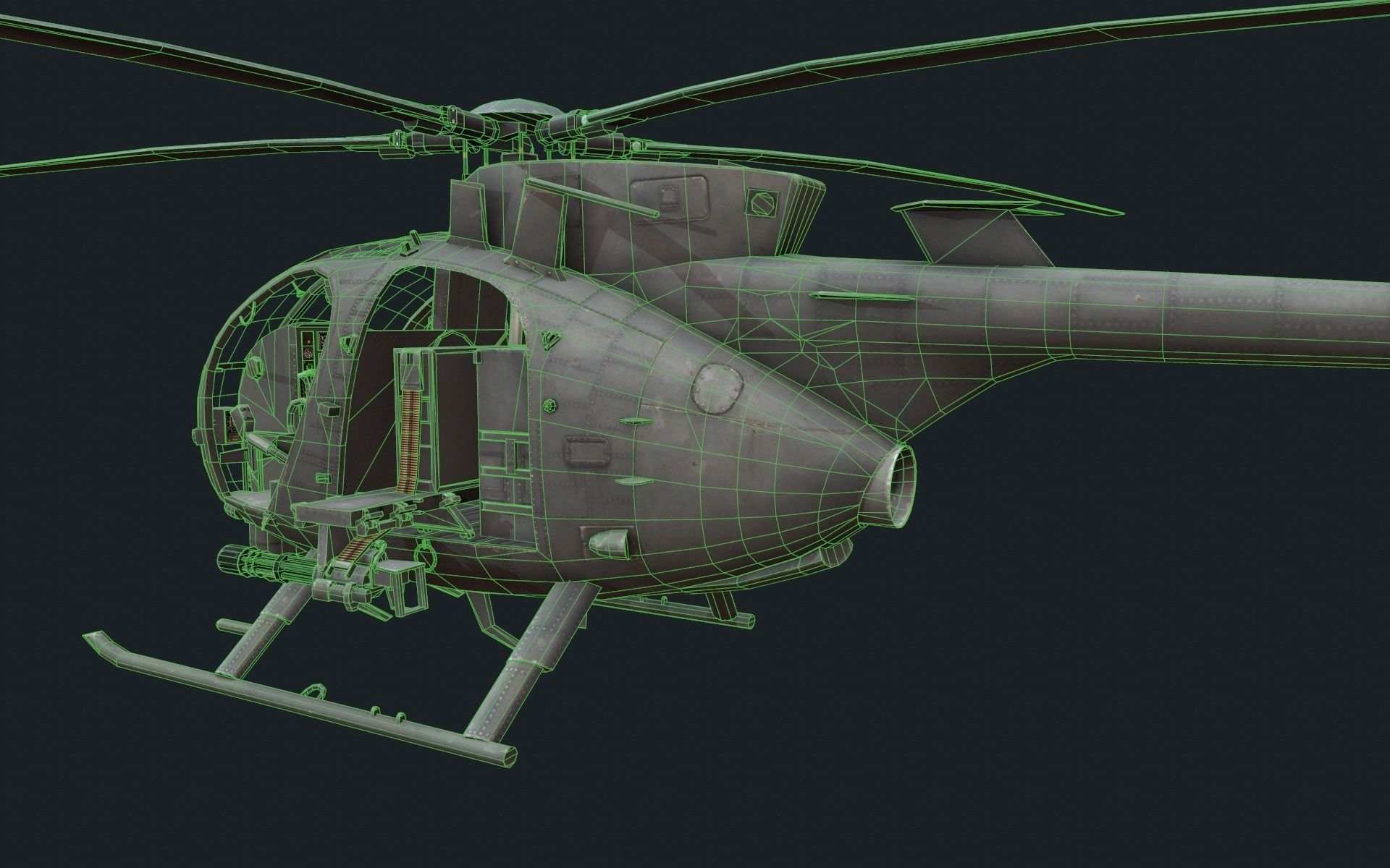 Helicopter AH-6 Low-poly 3D model_10