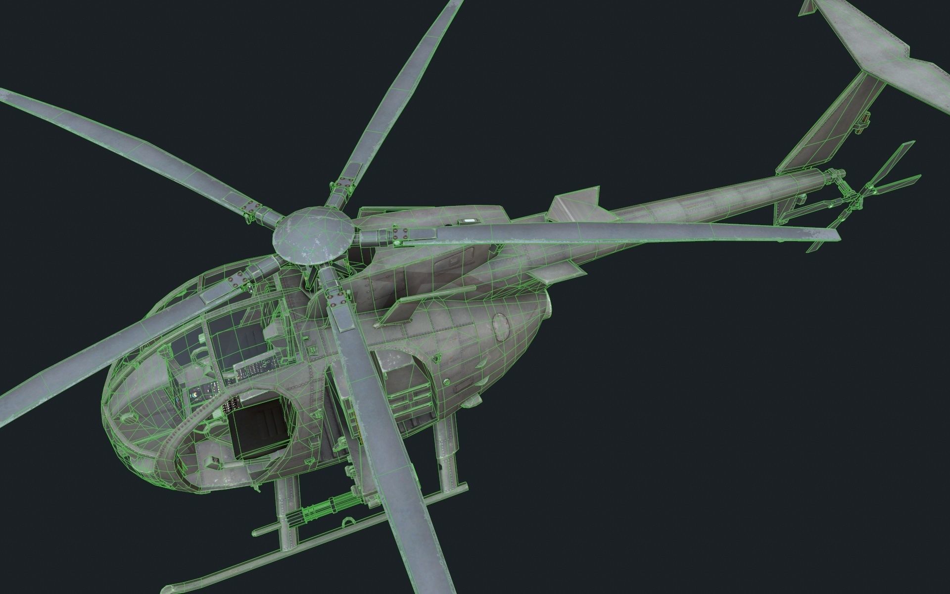 Helicopter AH-6 Low-poly 3D model_9