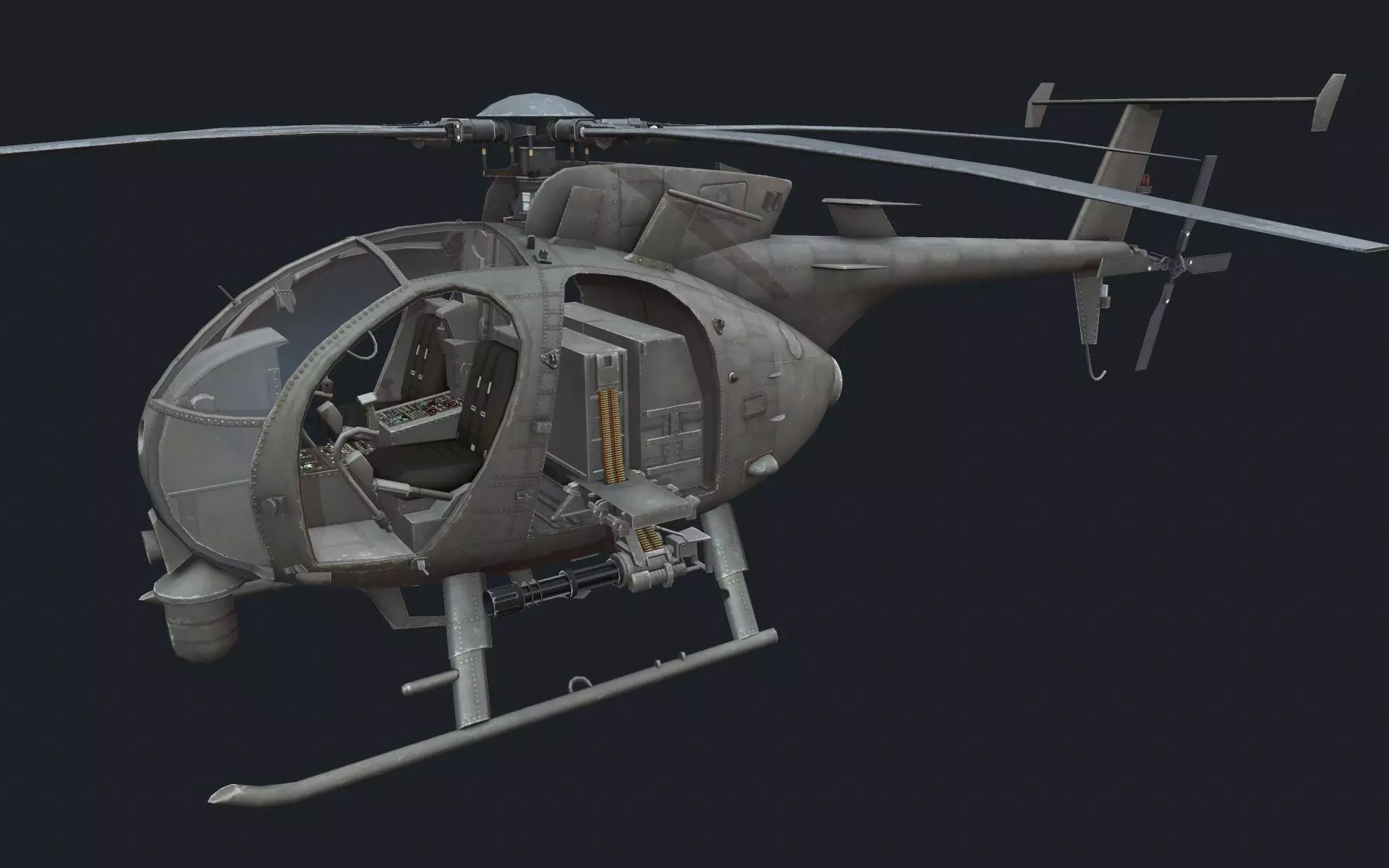 Helicopter AH-6 Low-poly 3D model_0