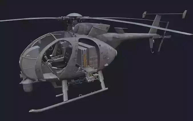 Helicopter AH-6 Low-poly 3D model