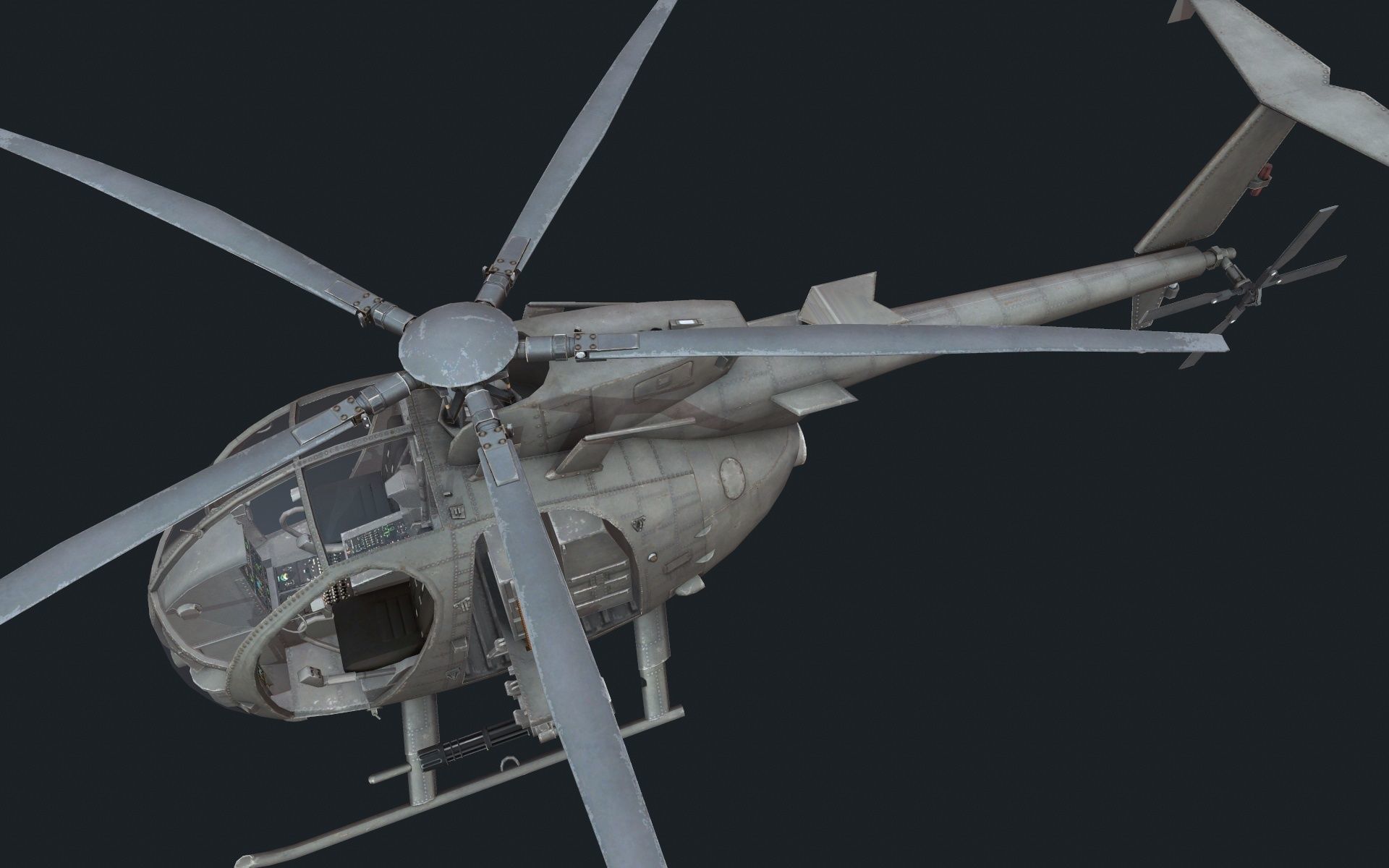 Helicopter AH-6 Low-poly 3D model_3