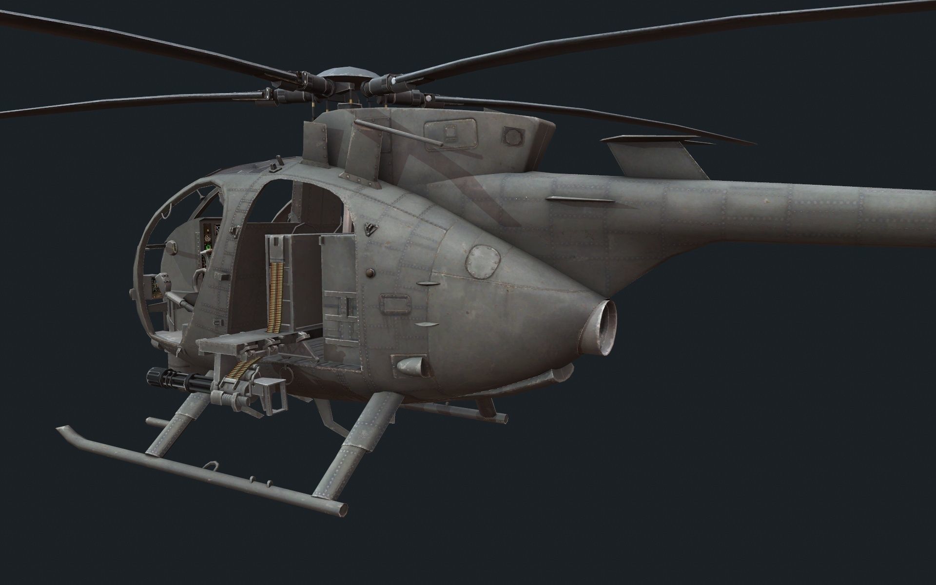Helicopter AH-6 Low-poly 3D model_4