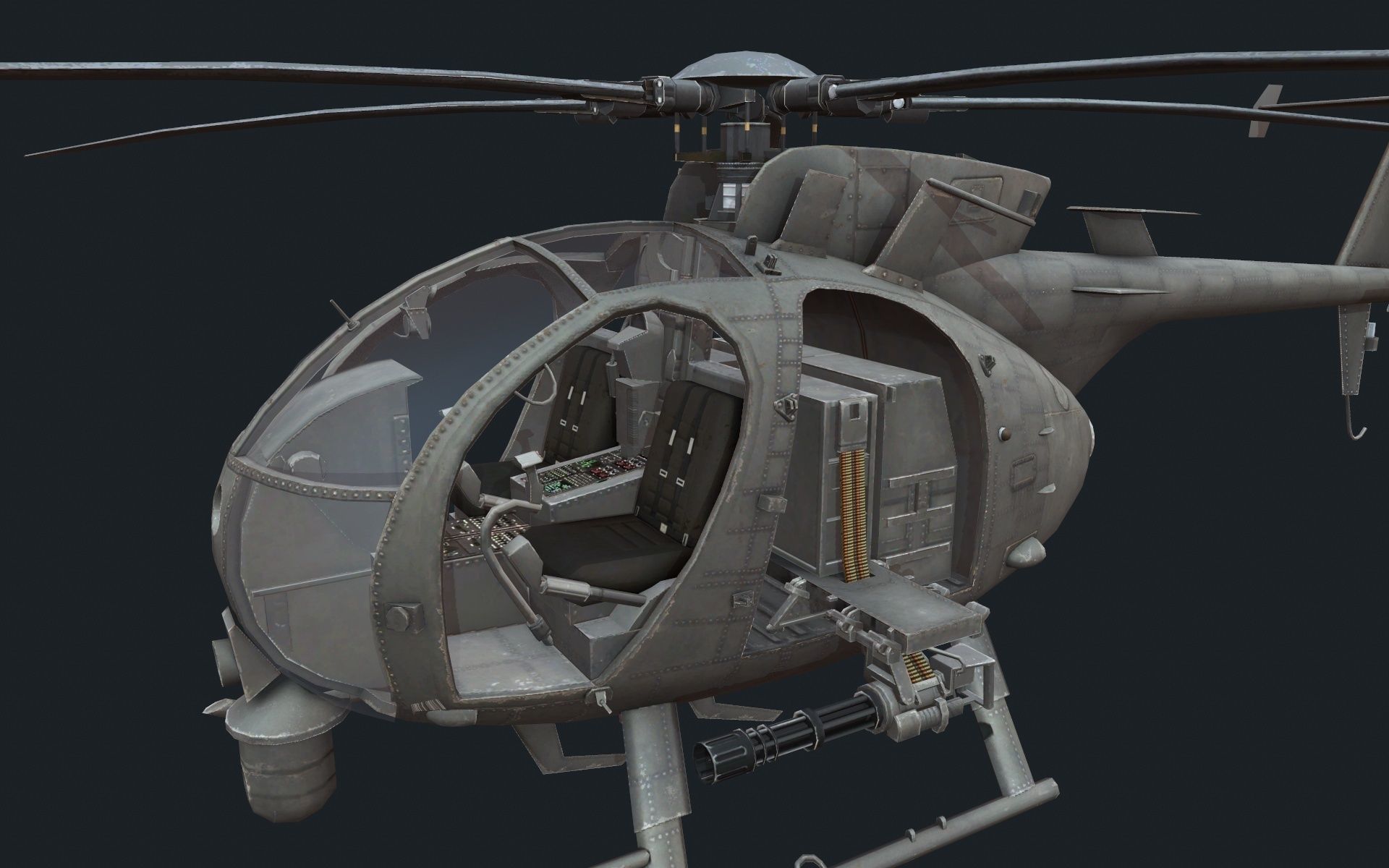 Helicopter AH-6 Low-poly 3D model_1