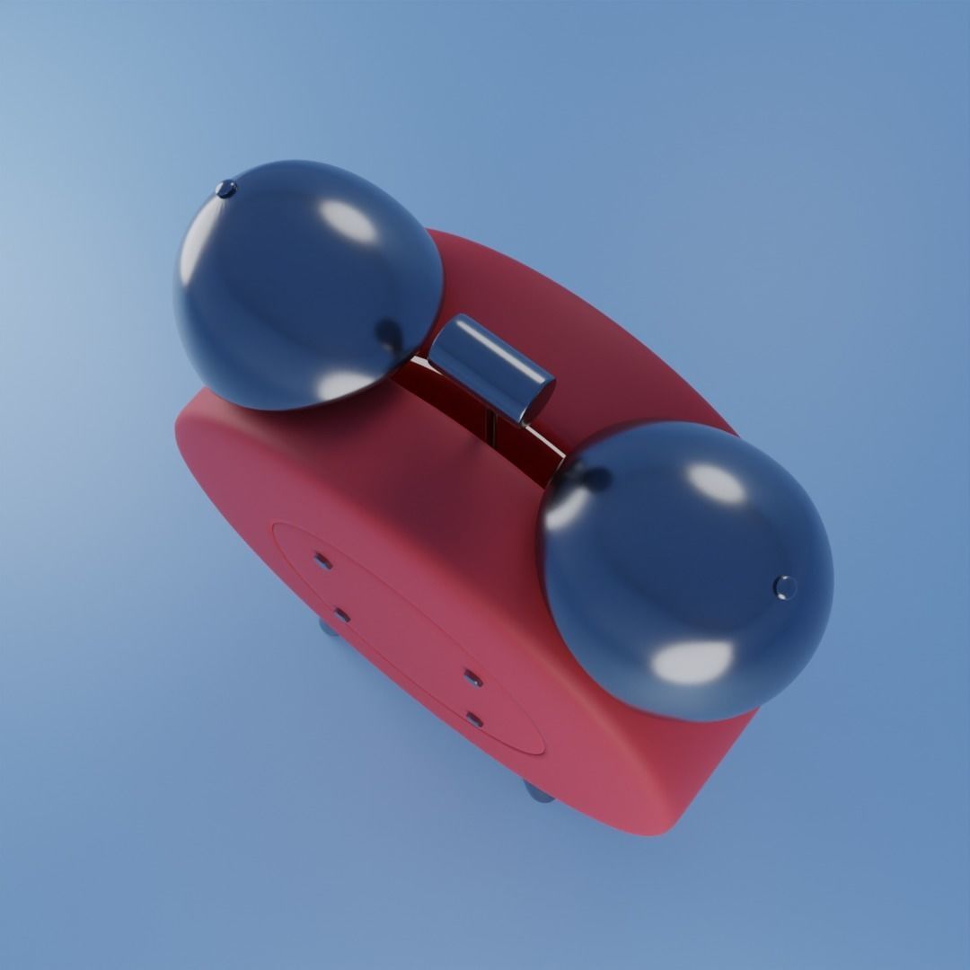 Cartoon Low-poly alarm clock 3D model Low-poly 3D model_2