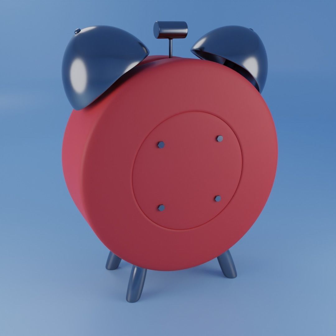Cartoon Low-poly alarm clock 3D model Low-poly 3D model_1