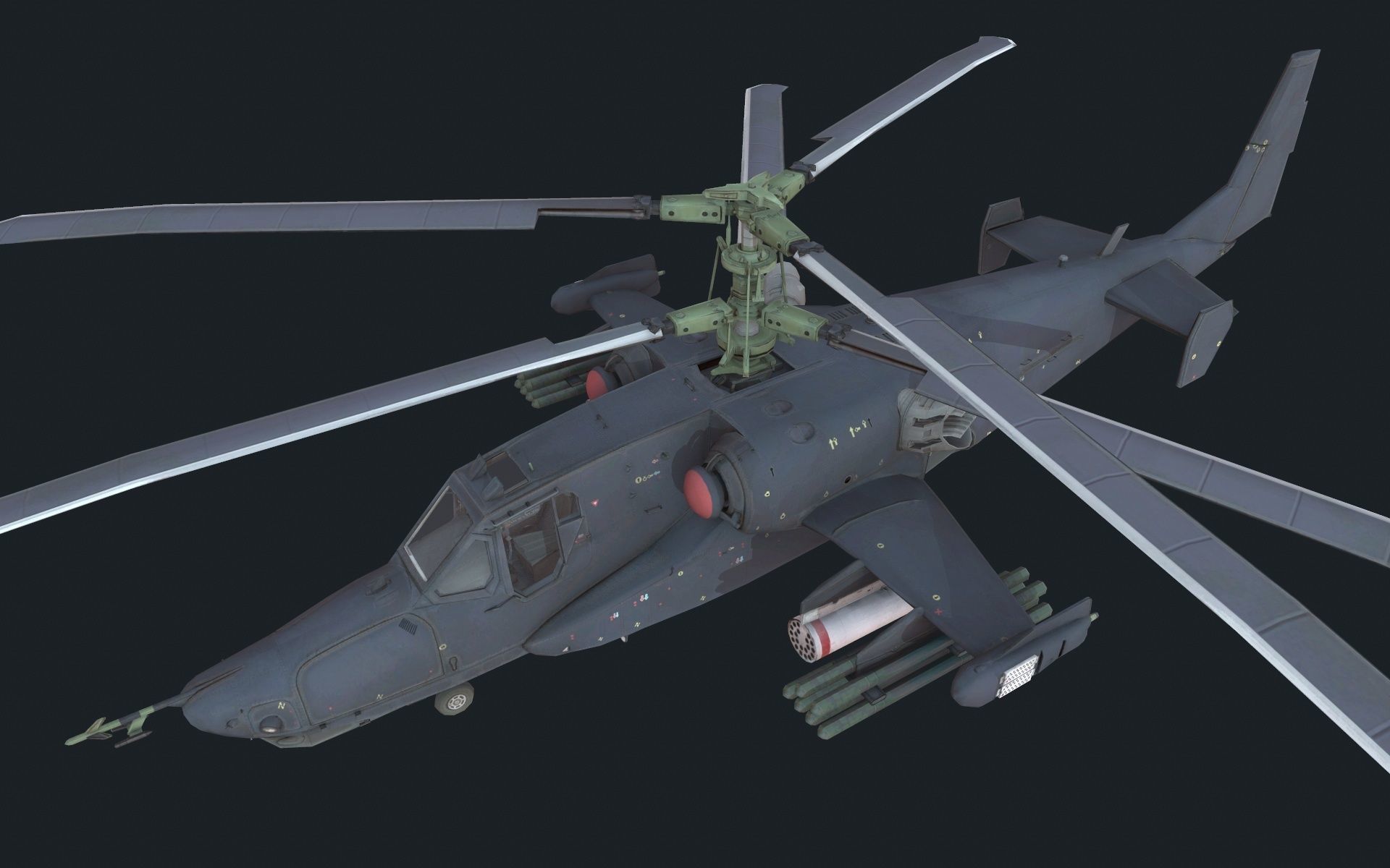 Helicopter Ka-50 Low-poly 3D model_2