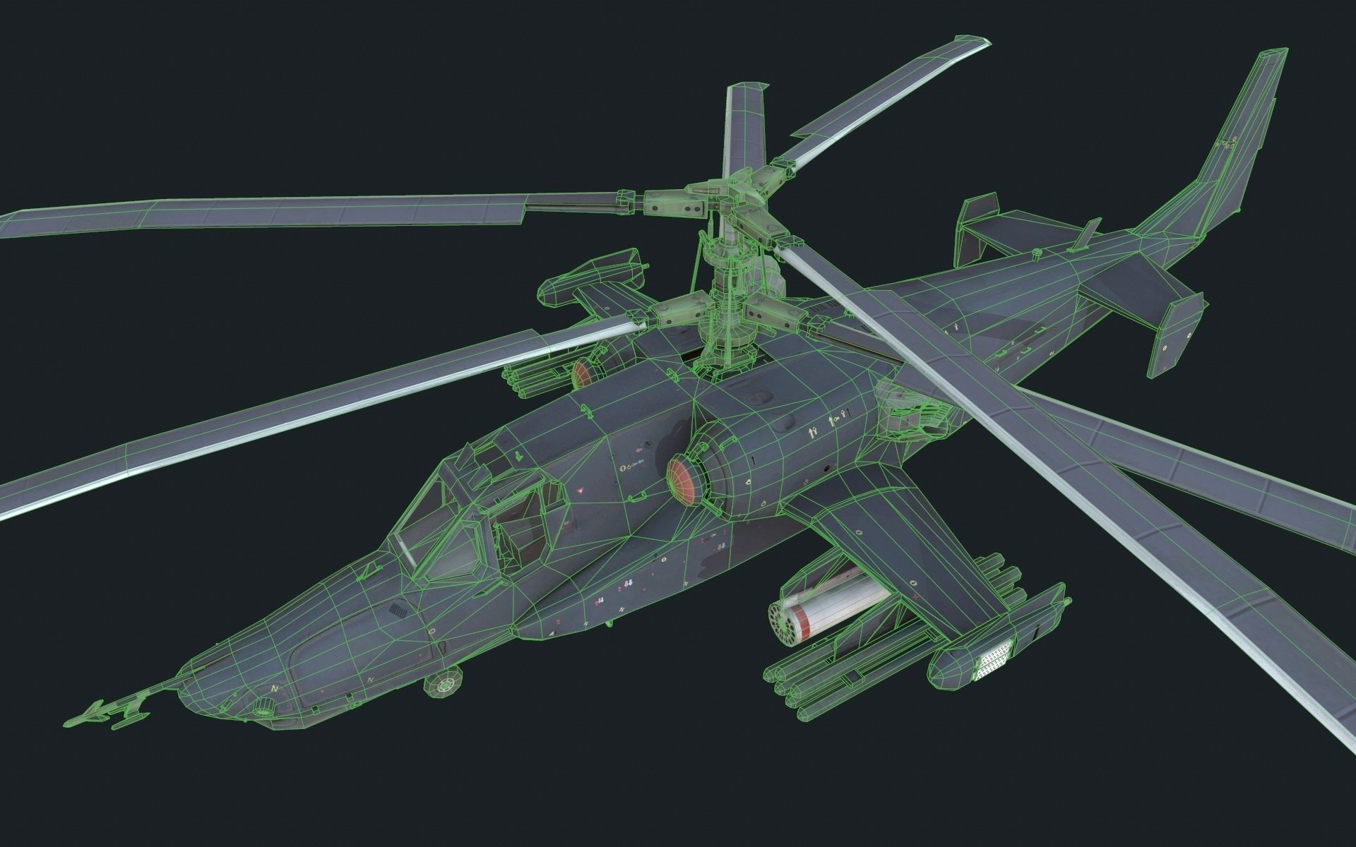 Helicopter Ka-50 Low-poly 3D model_7