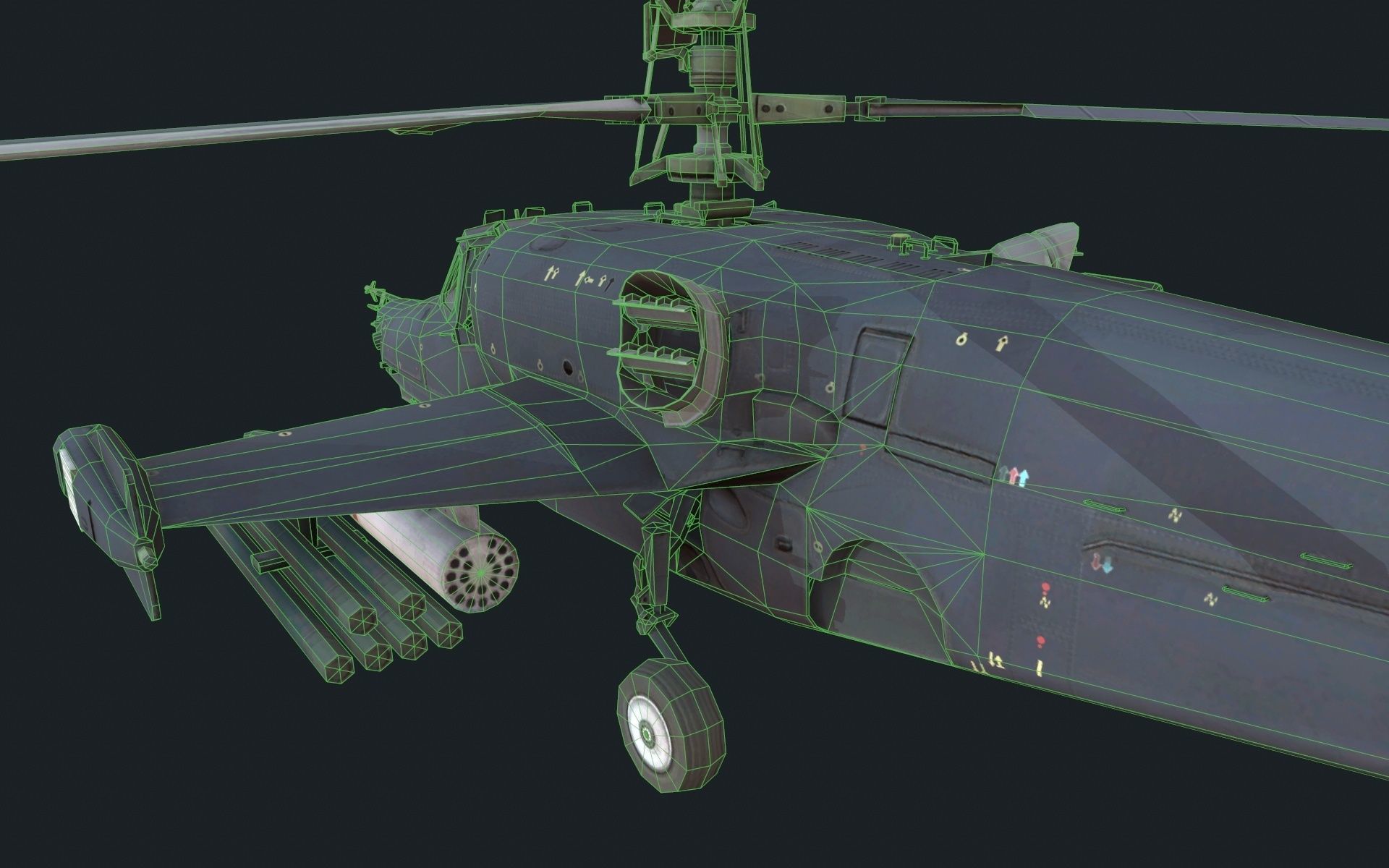 Helicopter Ka-50 Low-poly 3D model_8