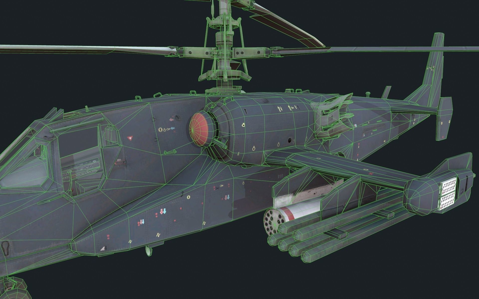 Helicopter Ka-50 Low-poly 3D model_6
