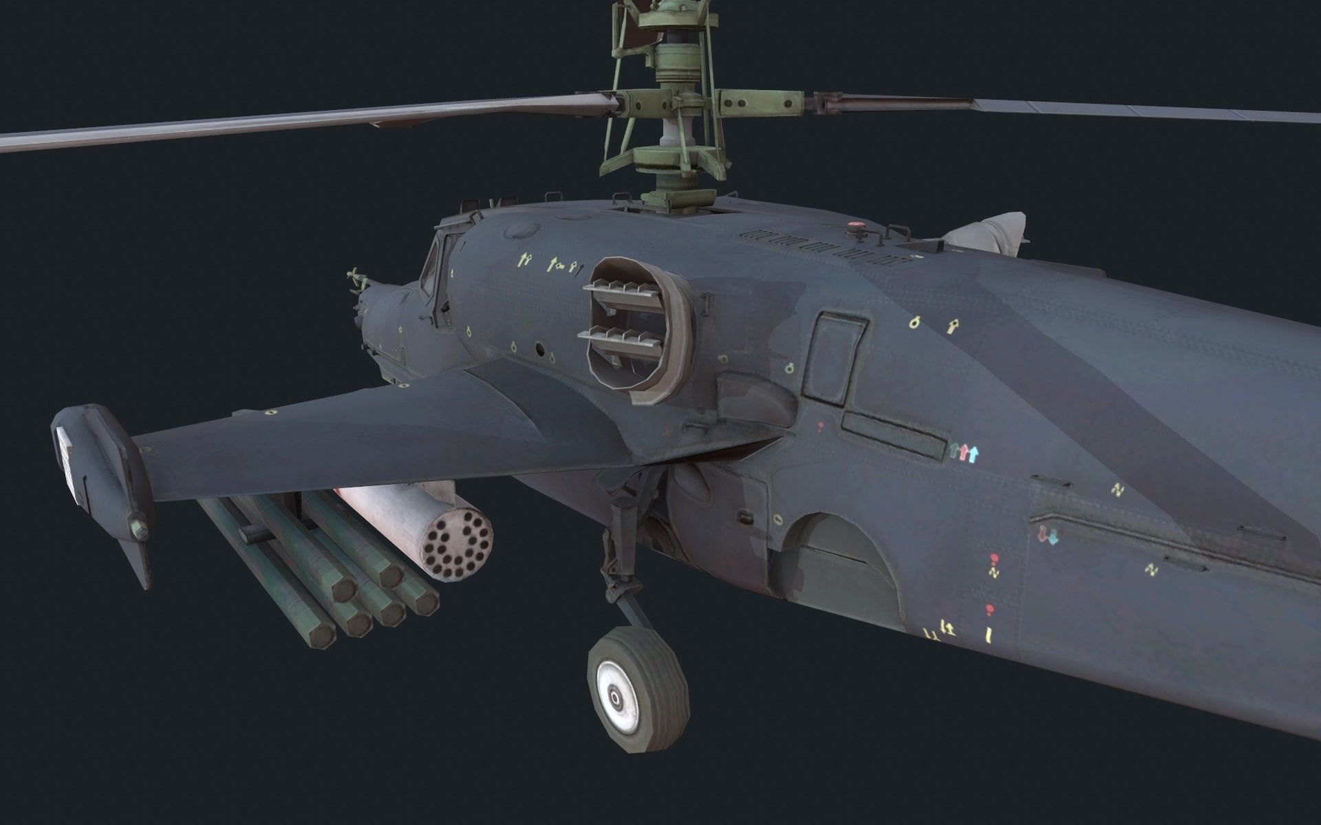 Helicopter Ka-50 Low-poly 3D model_3