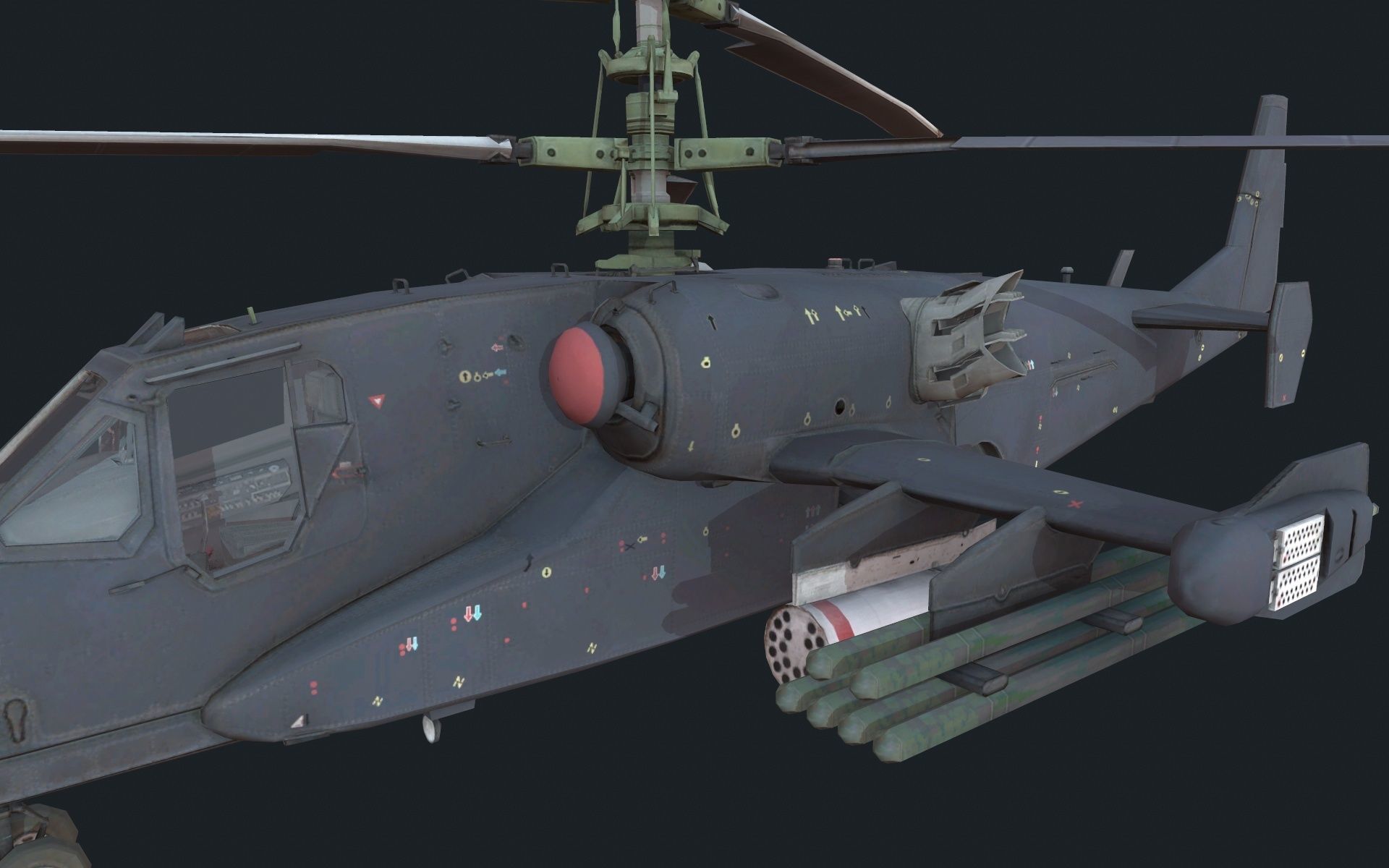 Helicopter Ka-50 Low-poly 3D model_1