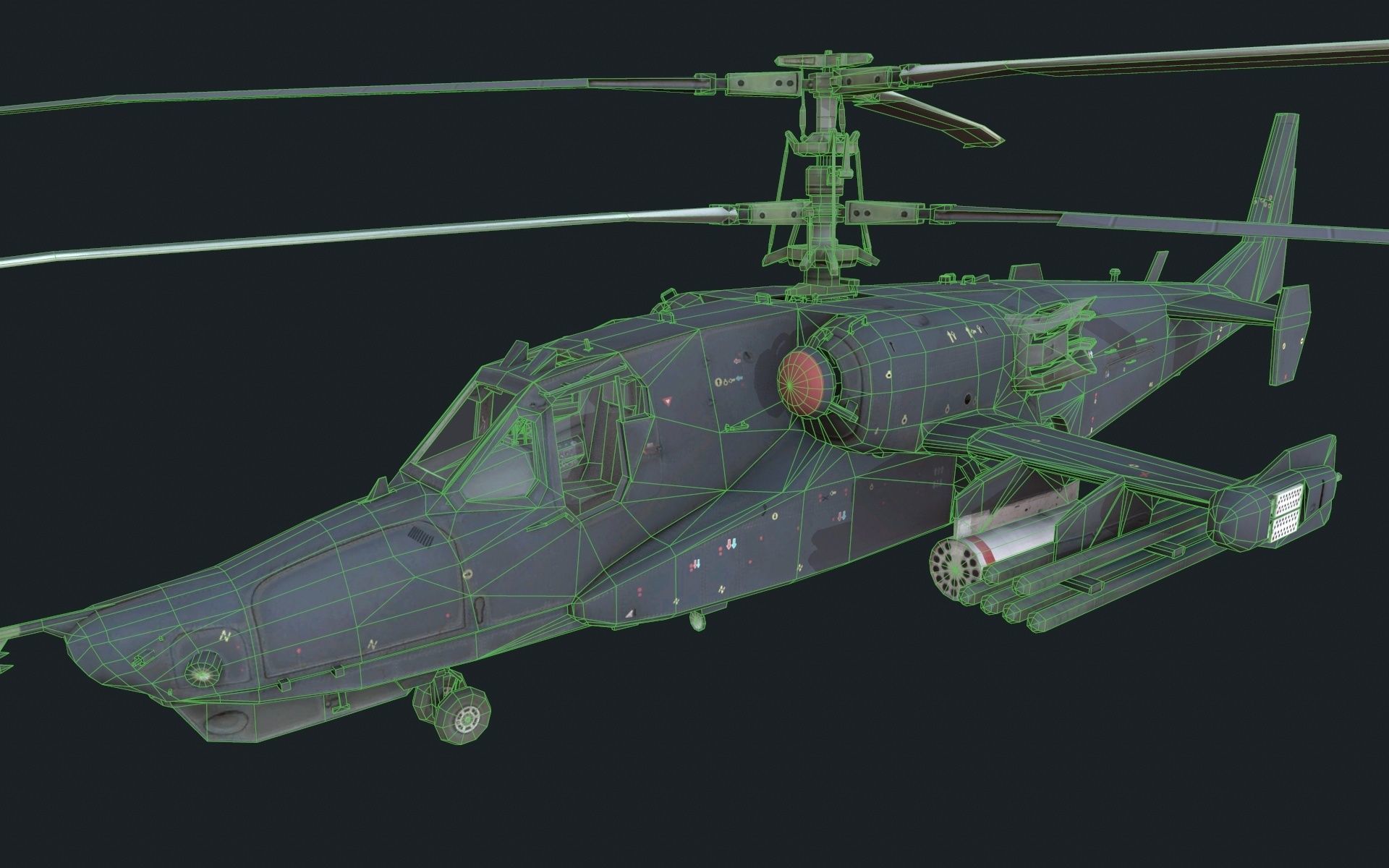 Helicopter Ka-50 Low-poly 3D model_5