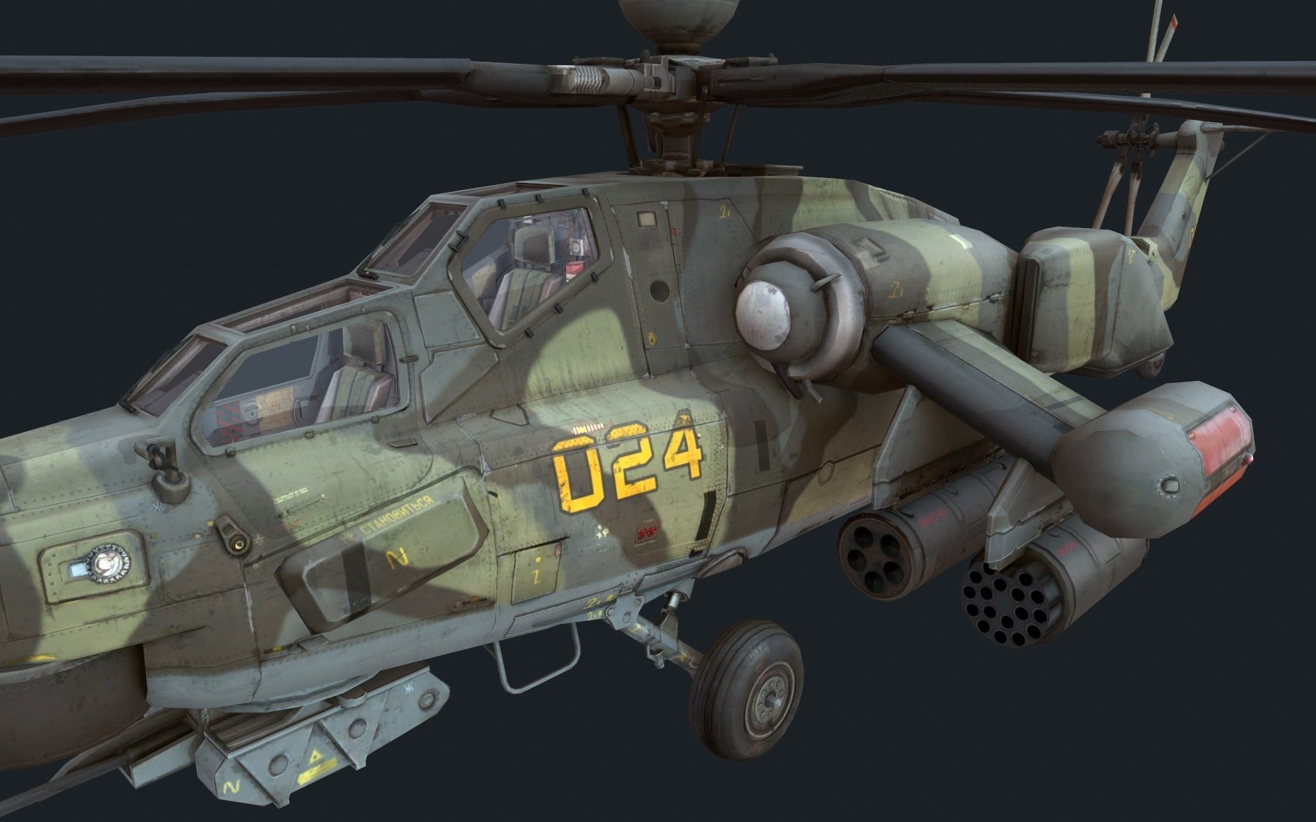 Helicopter Mi-28 Low-poly 3D model_1