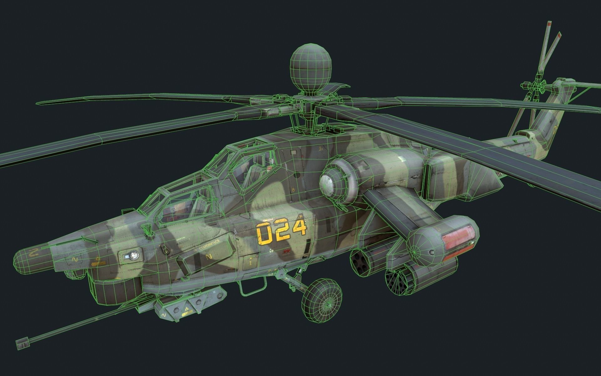Helicopter Mi-28 Low-poly 3D model_5