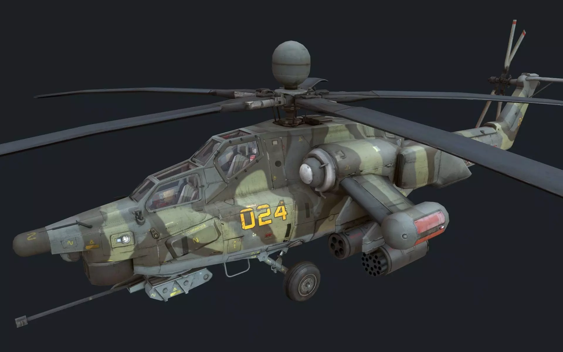 Helicopter Mi-28 Low-poly 3D model_0