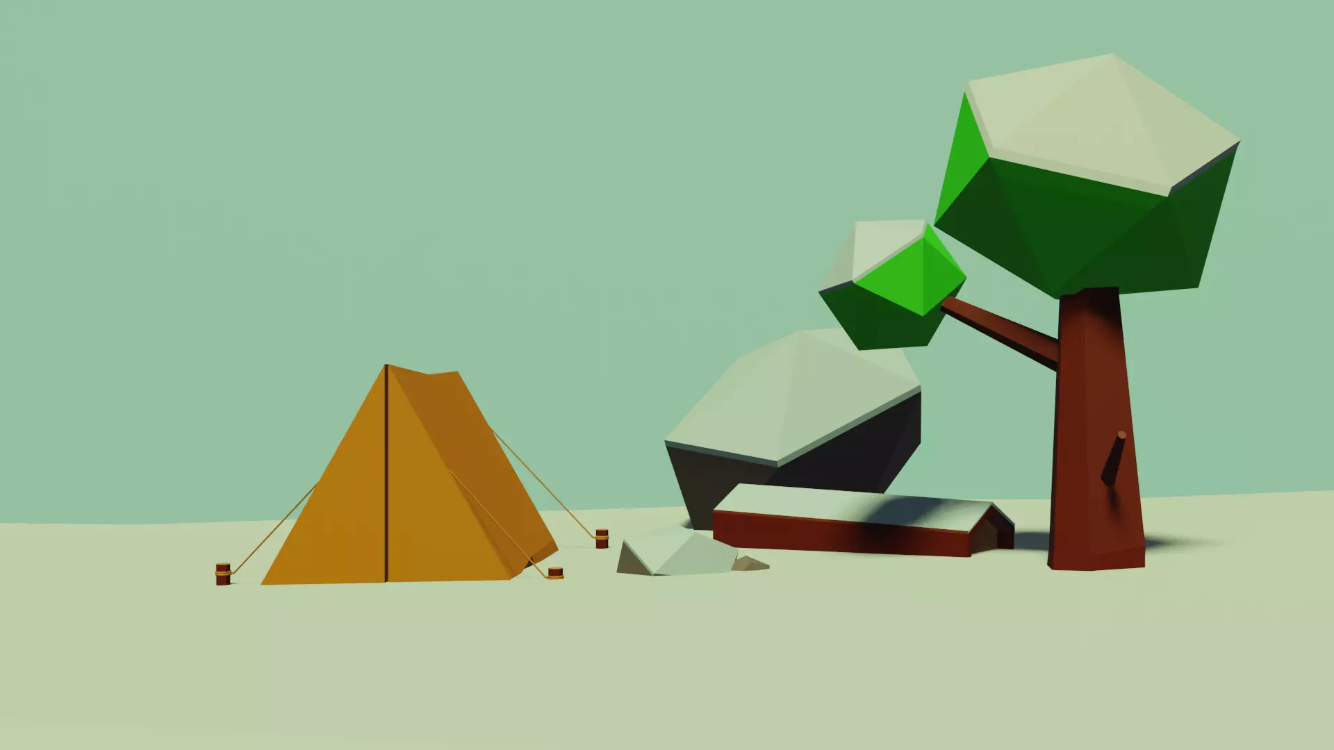 Snow camp LOW POLY Free low-poly 3D model