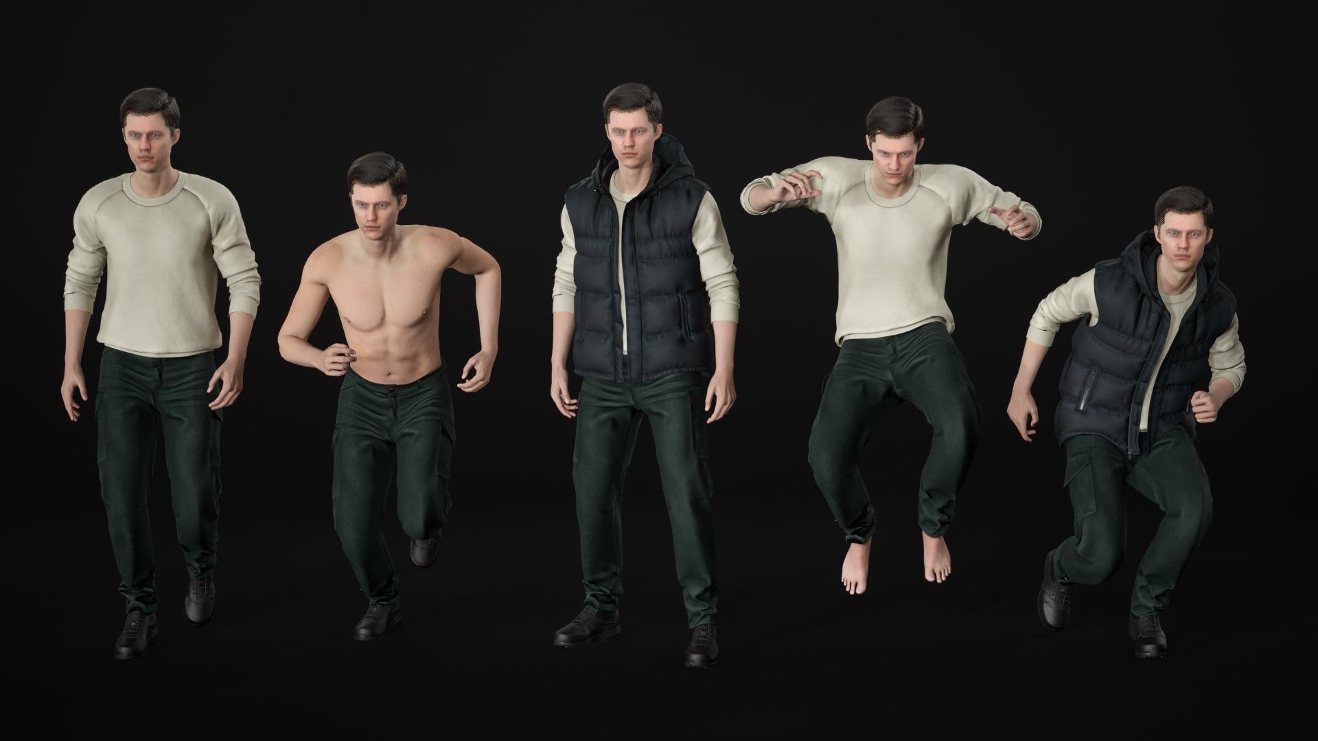 Man in Autumn Outfit 15 - Modular - Rigged Low-poly 3D model_18