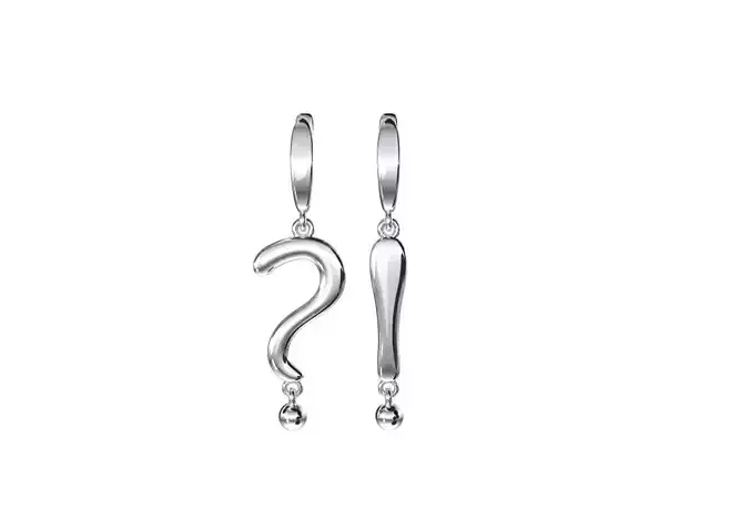 Question mark and exclamation mark earrings 3D print model 3D print model