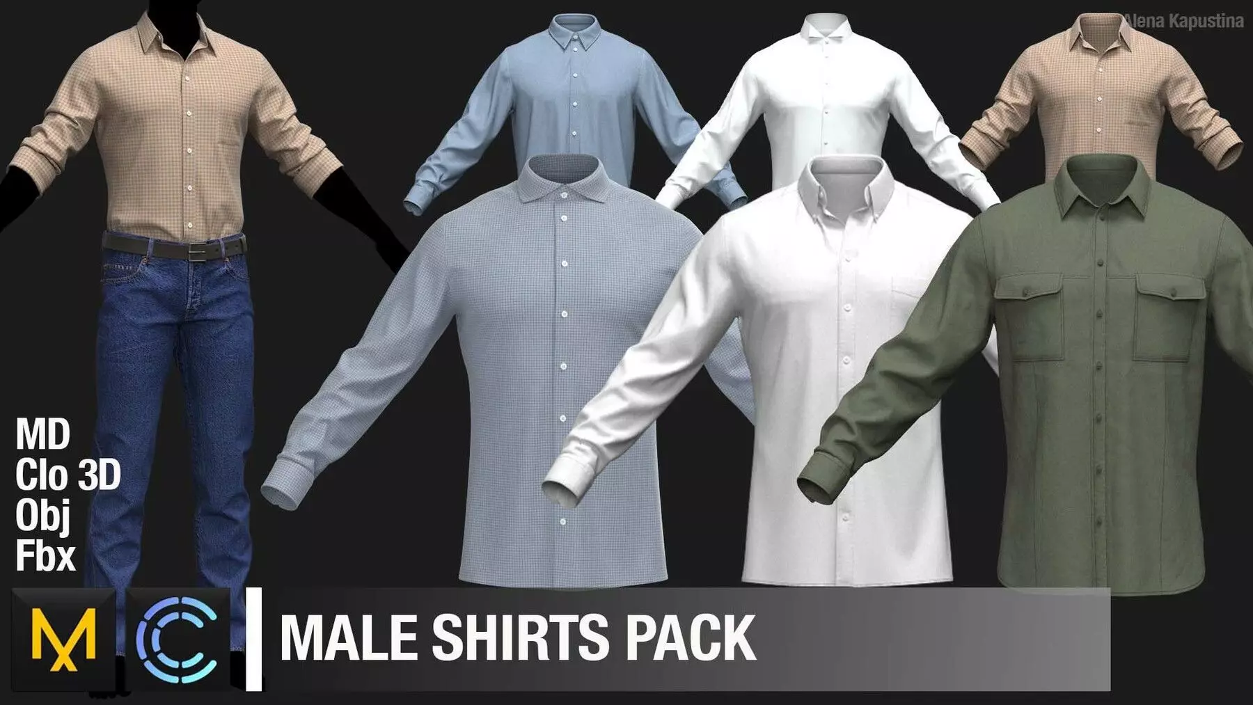 Male shirts pack  Marvelous Designer  Clo 3D project 3D model_0