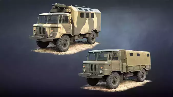 GAZ-66 Truck Game Ready Low-poly 3D model