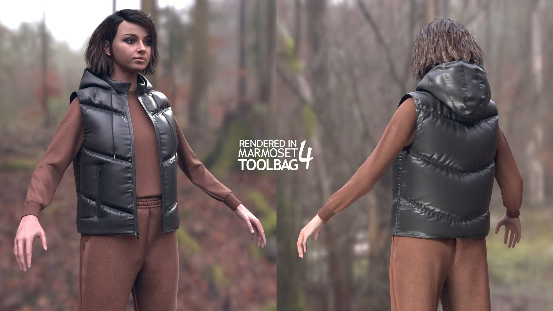 Woman in Autumn Outfit - Modular - Rigged Low-poly 3D model_4