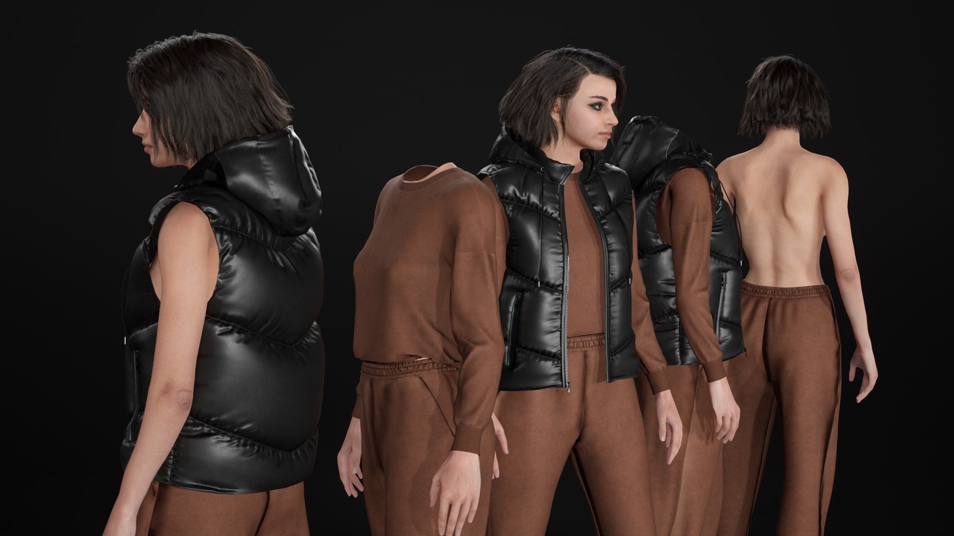 Woman in Autumn Outfit - Modular - Rigged Low-poly 3D model_25