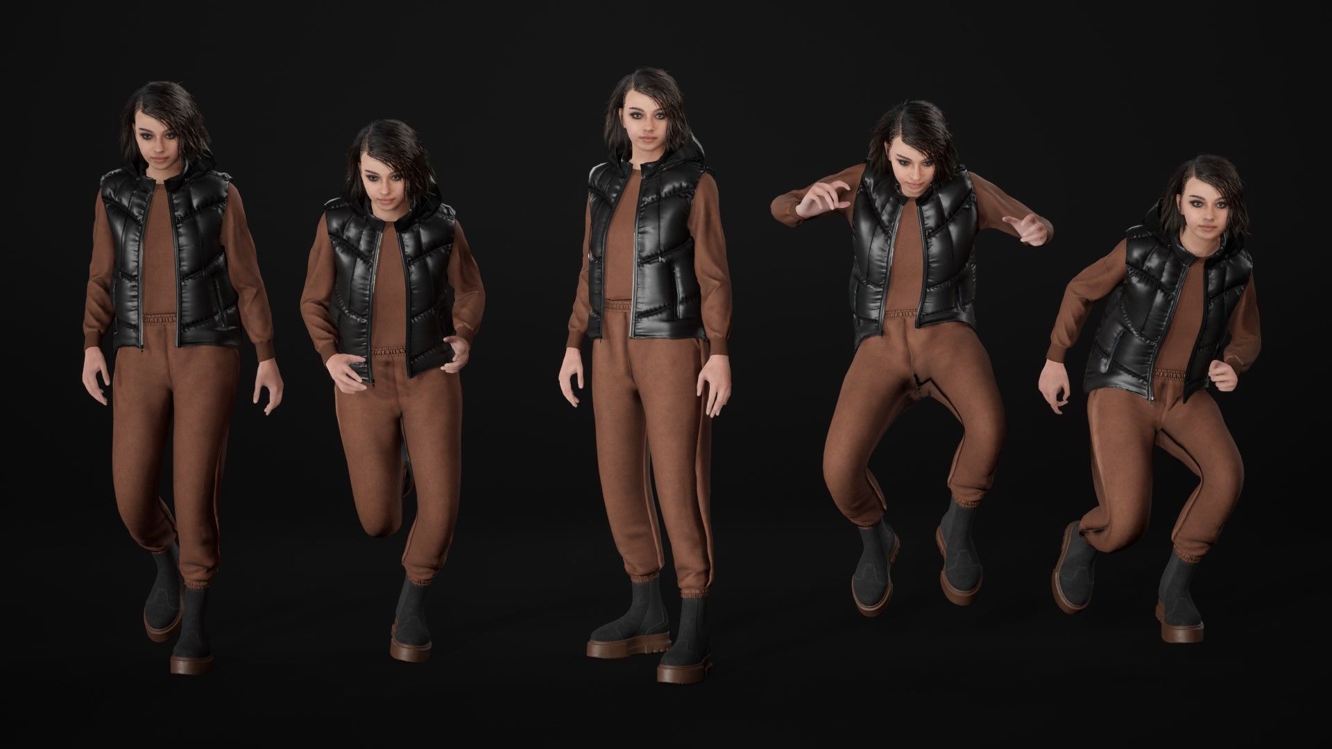 Woman in Autumn Outfit - Modular - Rigged Low-poly 3D model_19