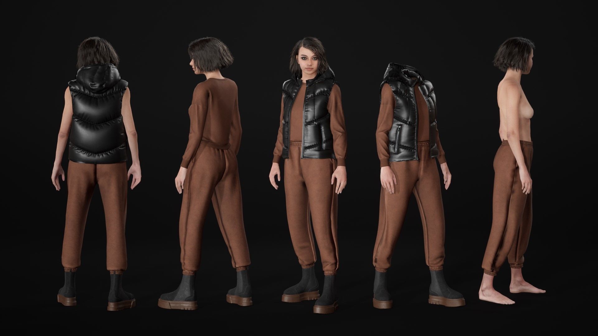 Woman in Autumn Outfit - Modular - Rigged Low-poly 3D model_23