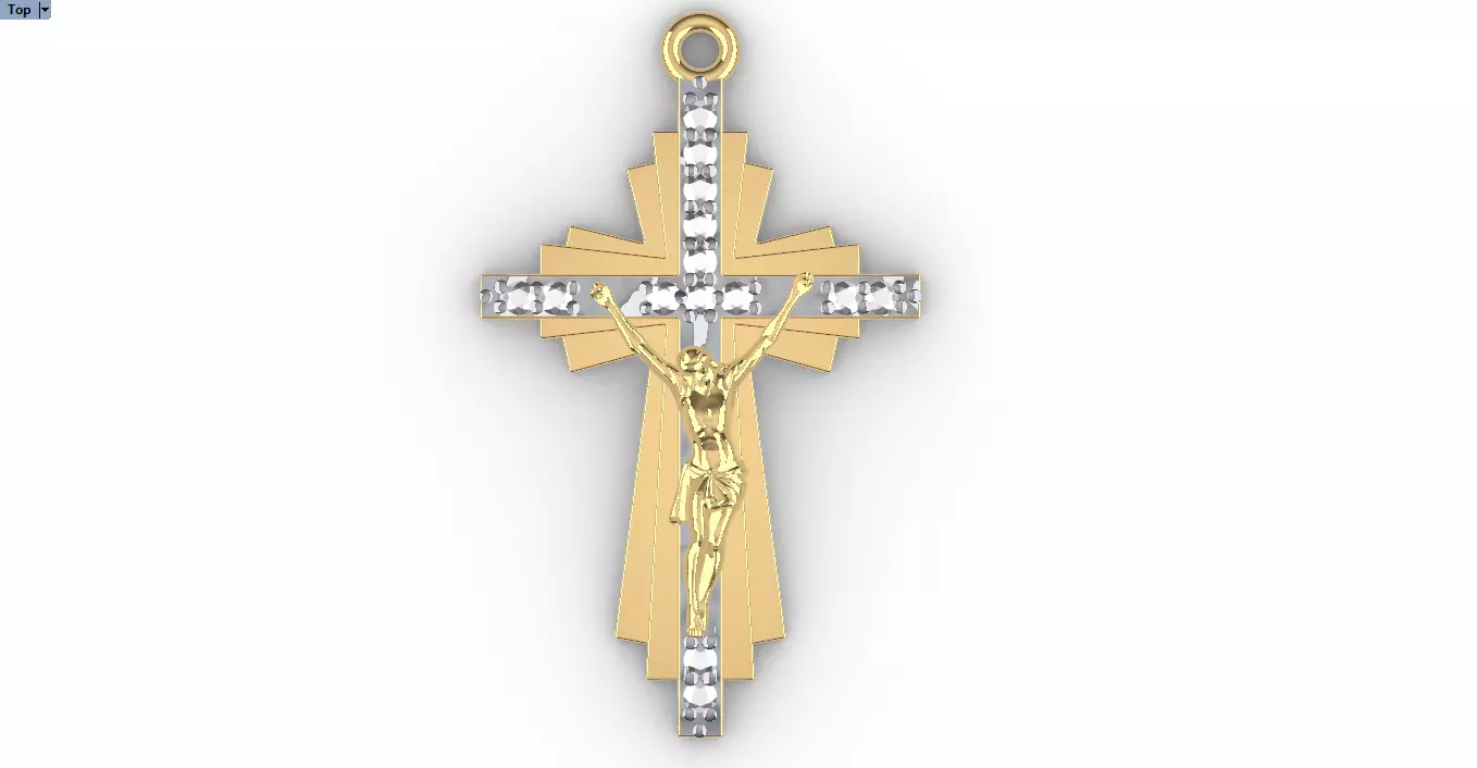 JESUS CROSS DIAMOND PENDANT 3D print model