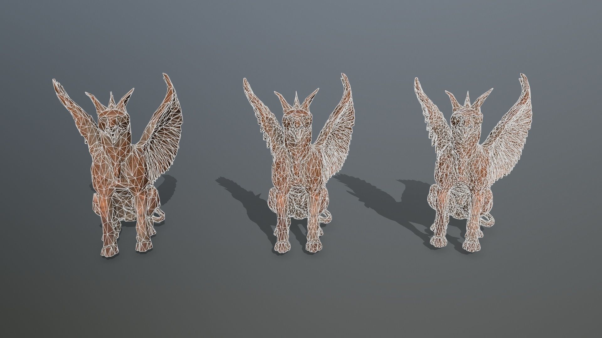 Statue Creature Low-poly 3D model_14