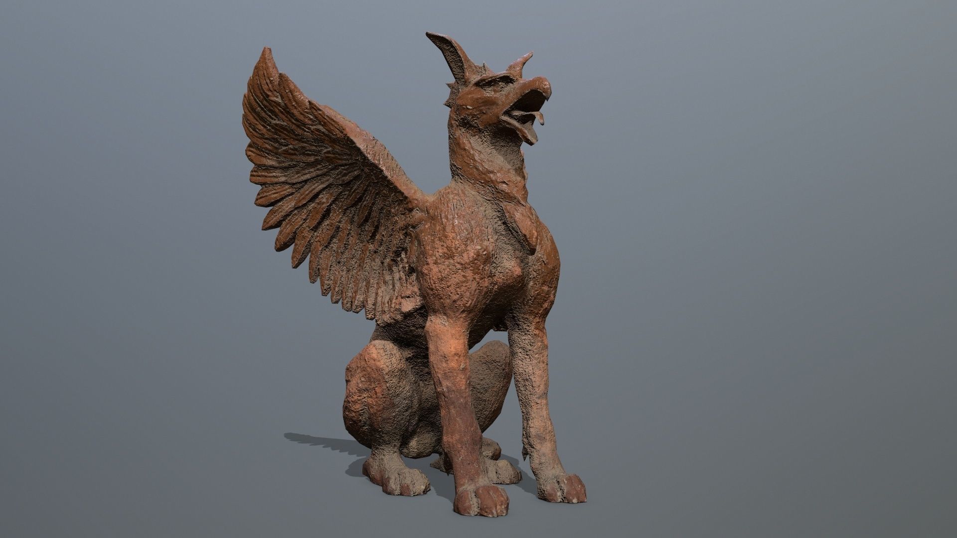 Statue Creature Low-poly 3D model_12