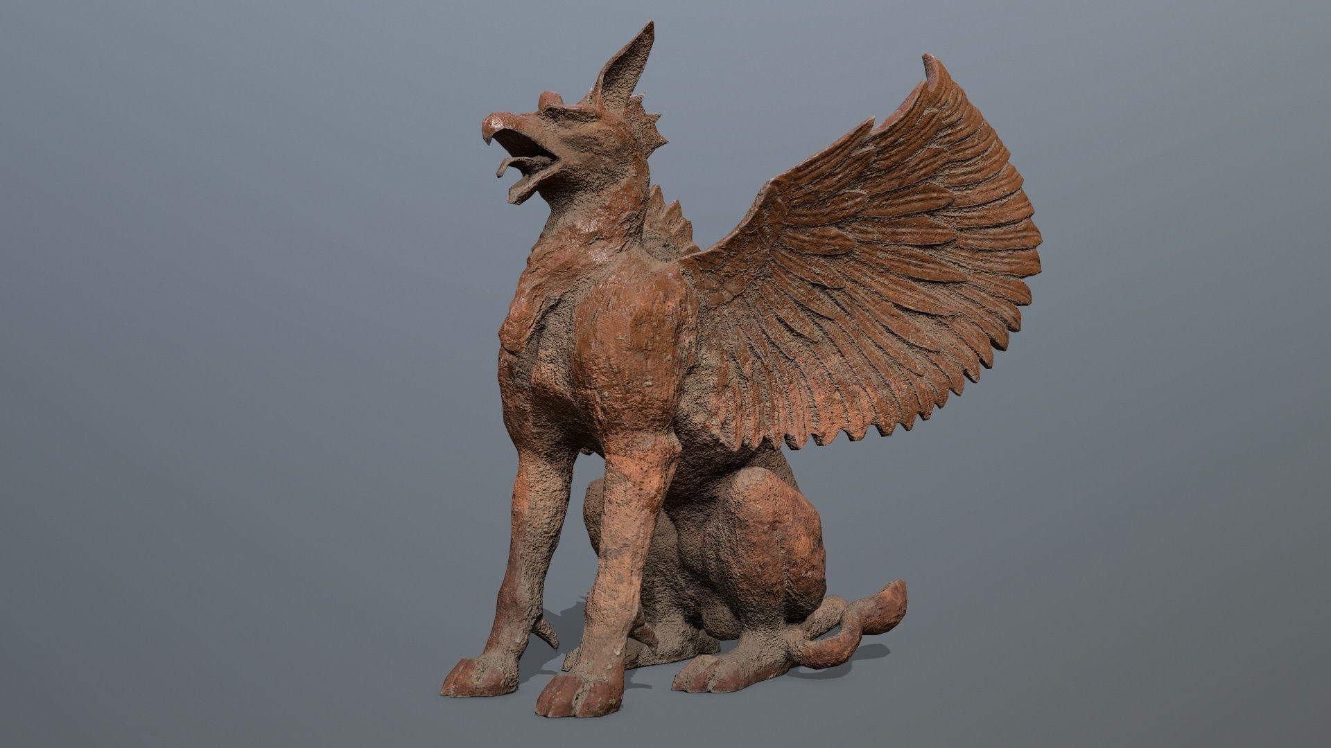 Statue Creature Low-poly 3D model_10