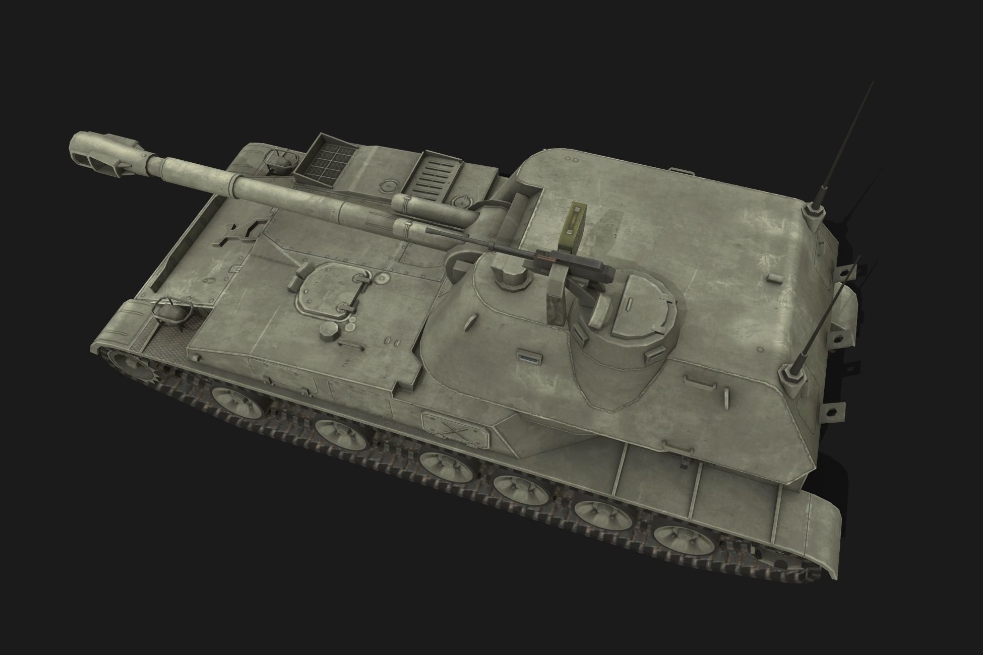 Tank 2s3 Akatsiya Low-poly 3D model_4