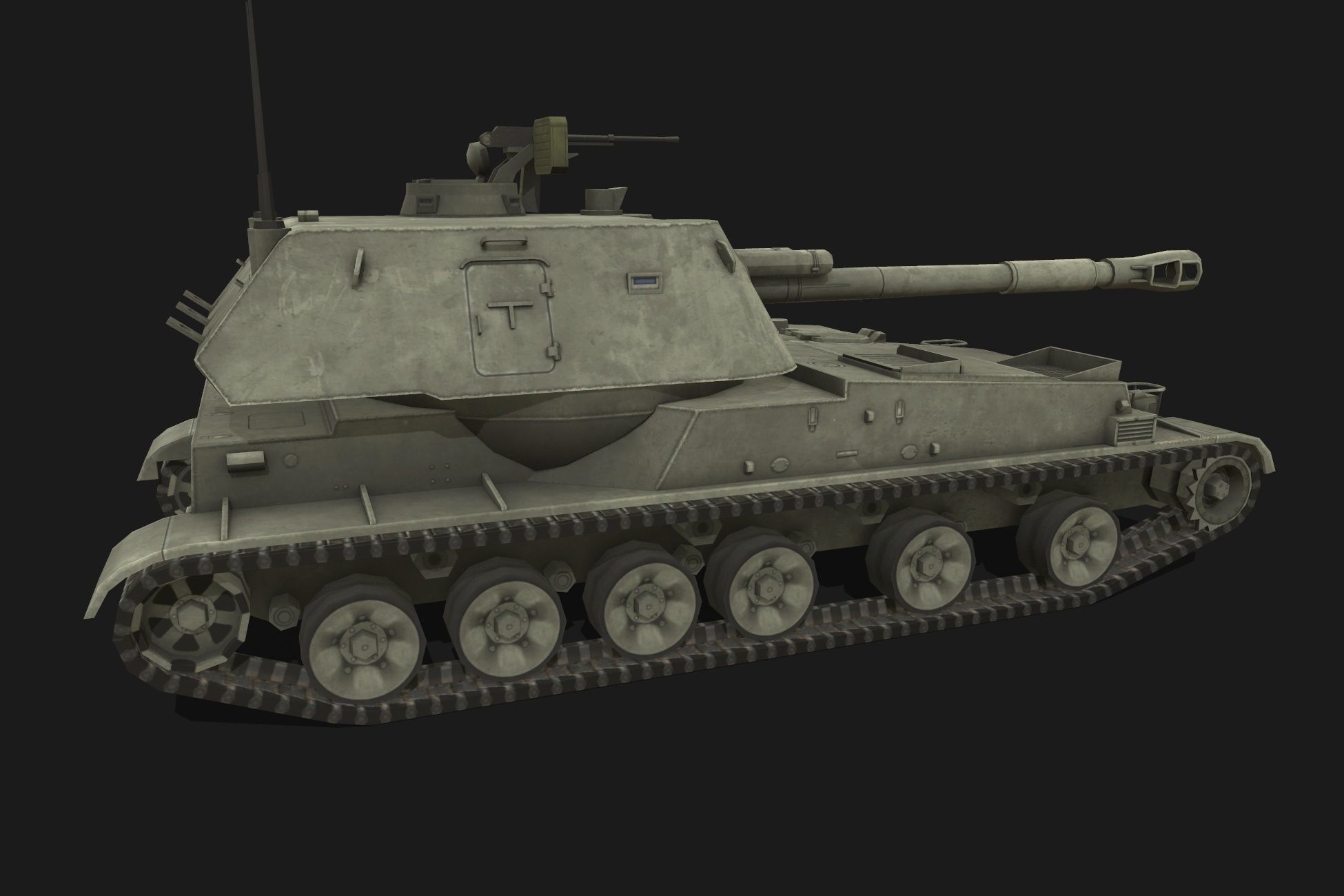 Tank 2s3 Akatsiya Low-poly 3D model_5