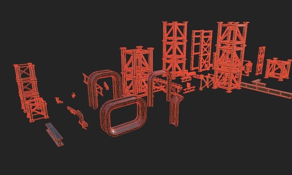 Metal Frame Kit  Low-poly 3D model_8