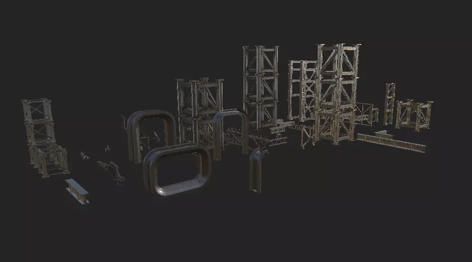 Metal Frame Kit  Low-poly 3D model_0