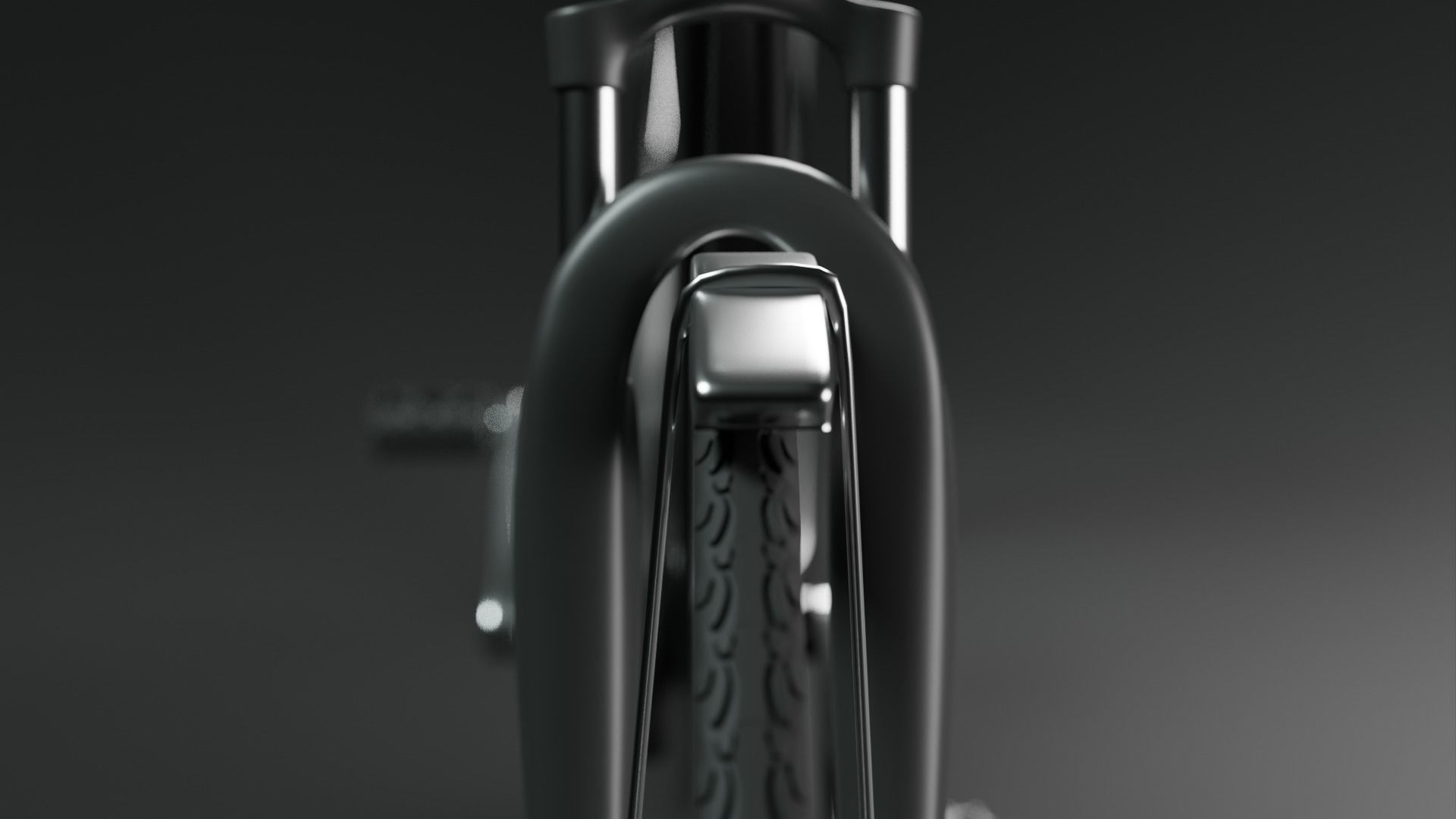 Classical Bike in Black and Chrome 3D model_11