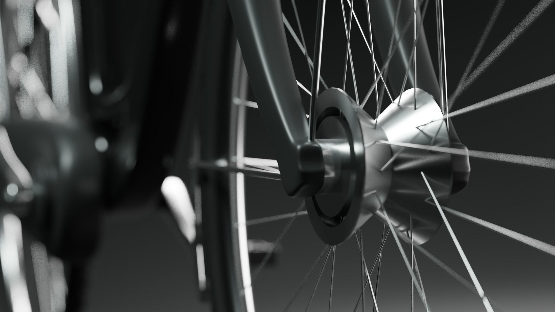 Classical Bike in Black and Chrome 3D model_3