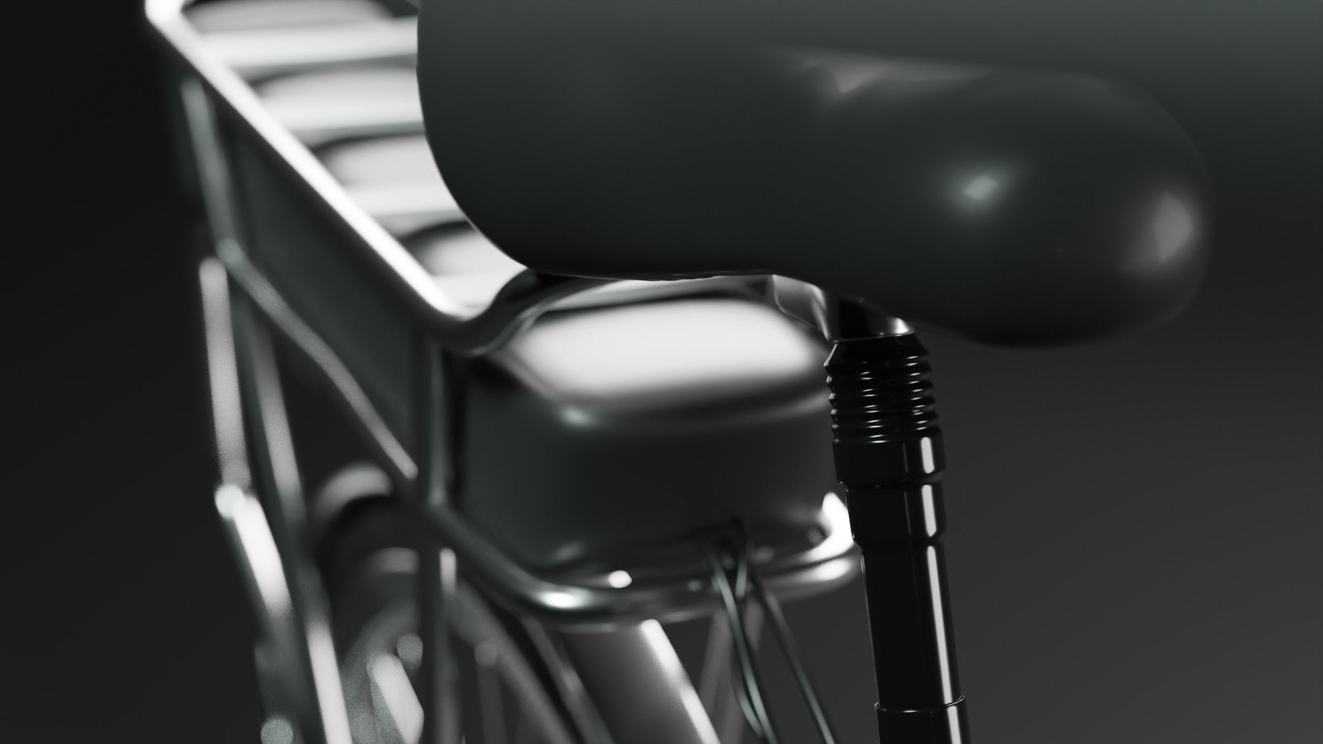 Classical Bike in Black and Chrome 3D model_9