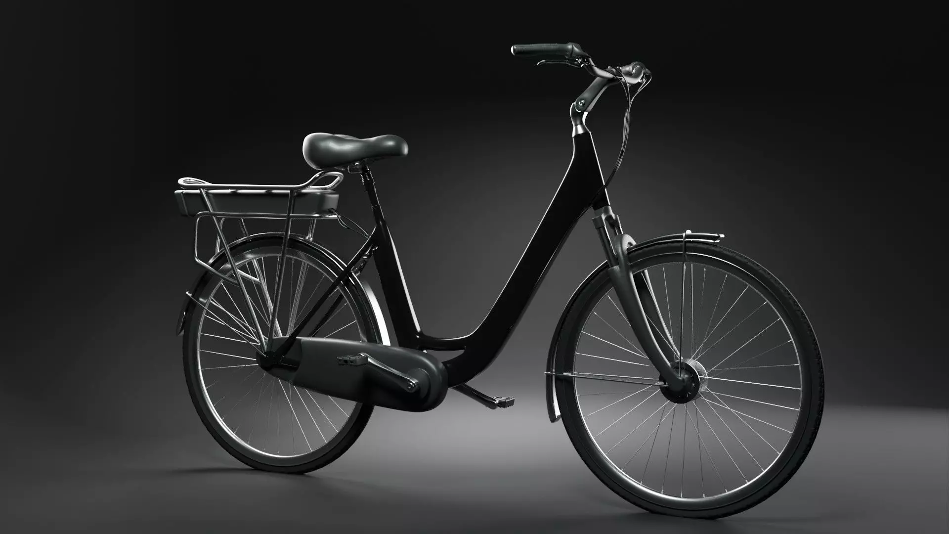 Classical Bike in Black and Chrome 3D model_0